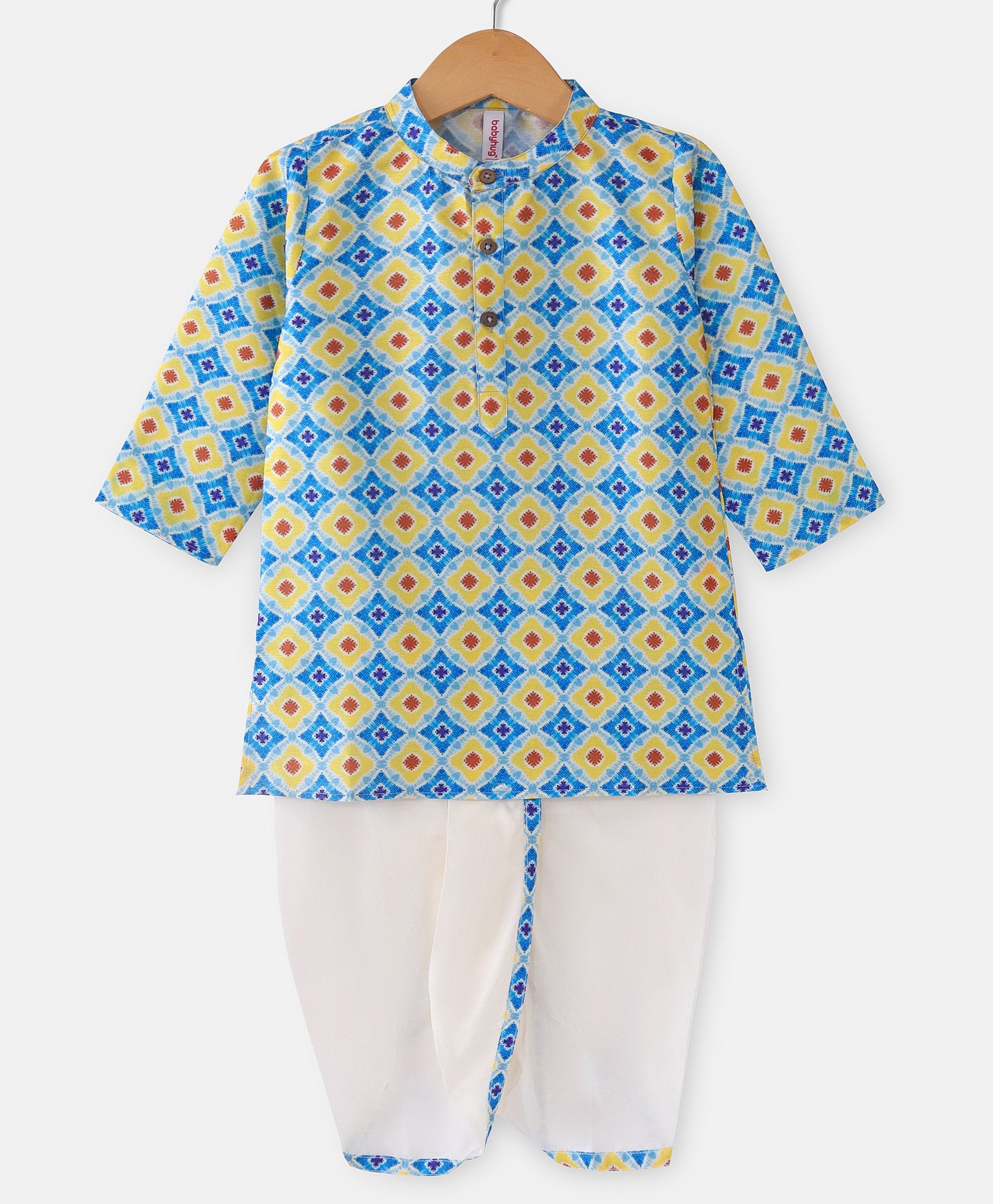 Babyhug 100% Cotton Woven Full Sleeves Kurta & Dhoti Set With Hand Block Print -Multicolour-picture-33