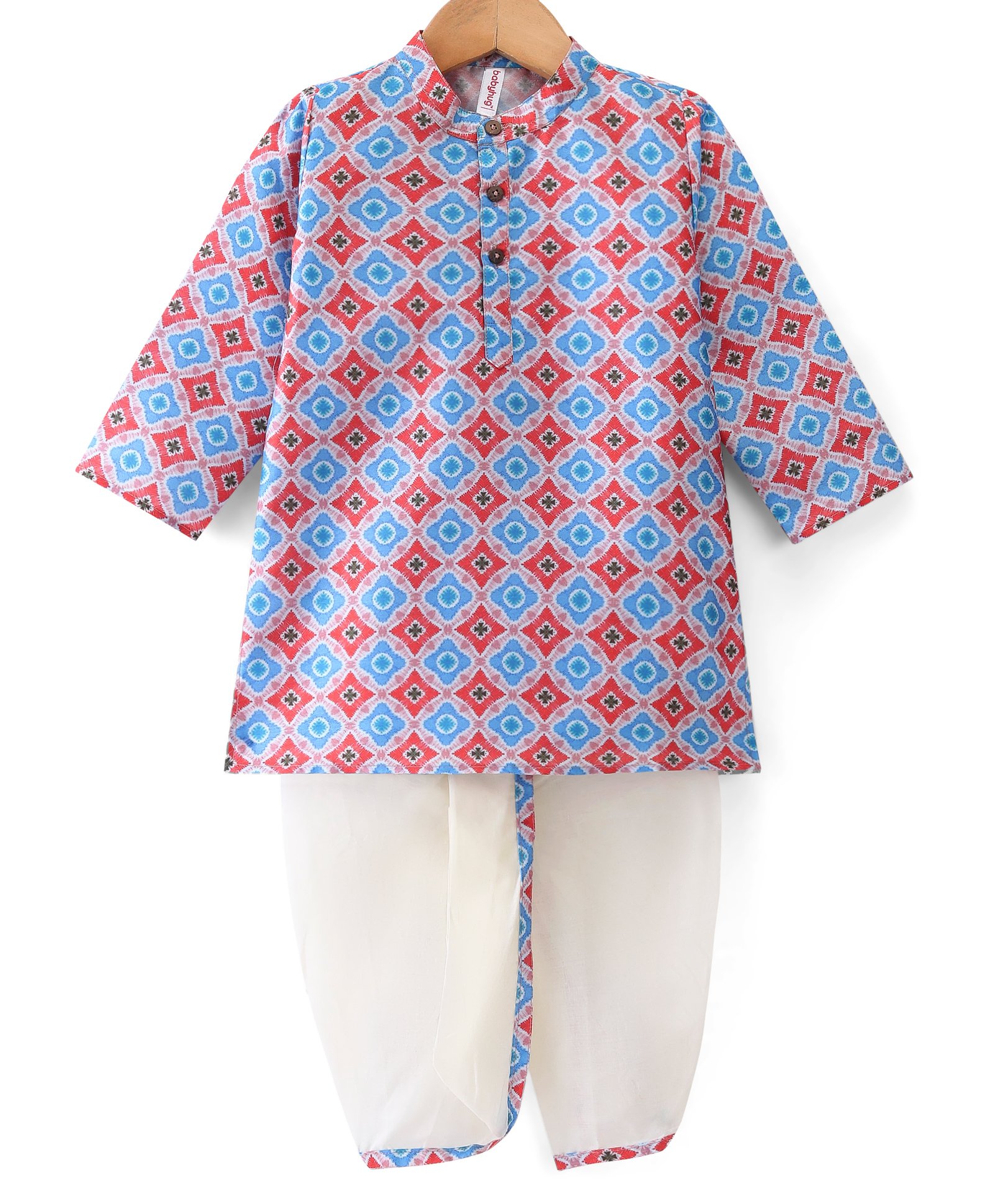 Babyhug 100% Cotton Woven Full Sleeves Printed Kurta & Dhoti Set- Multicolour-picture-27