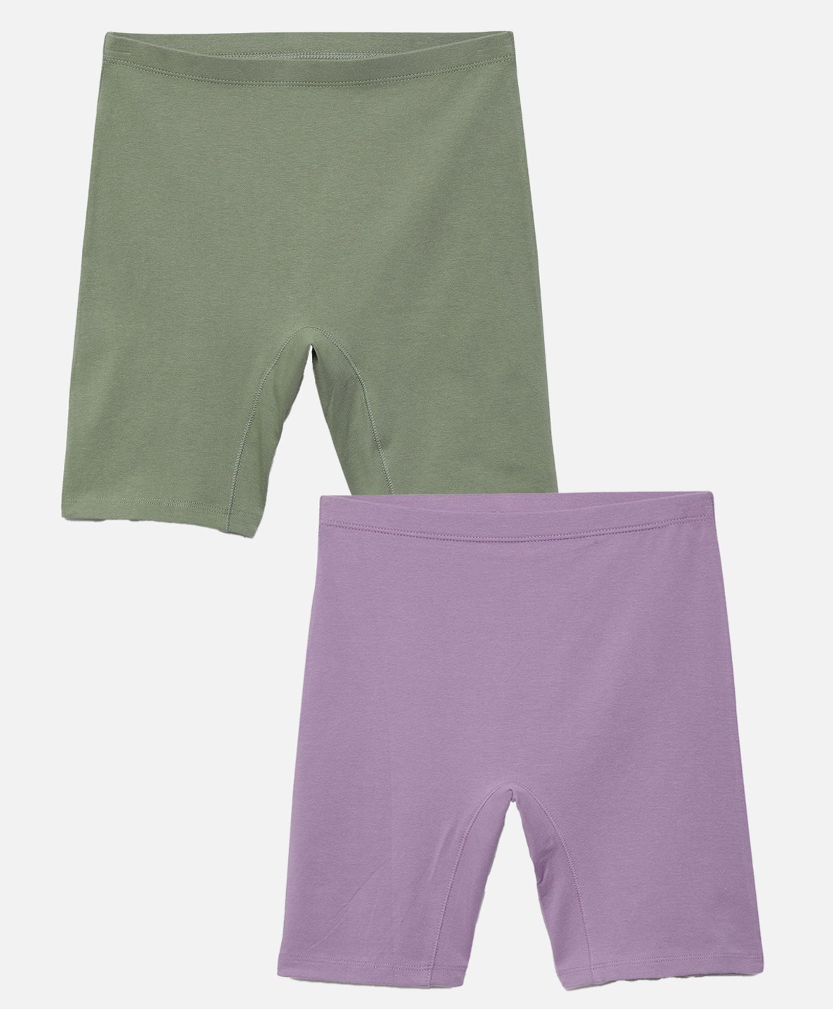 Mackly Pack of 2 Cotton Elastane Solid Shorts - Olive & Purple-picture-17