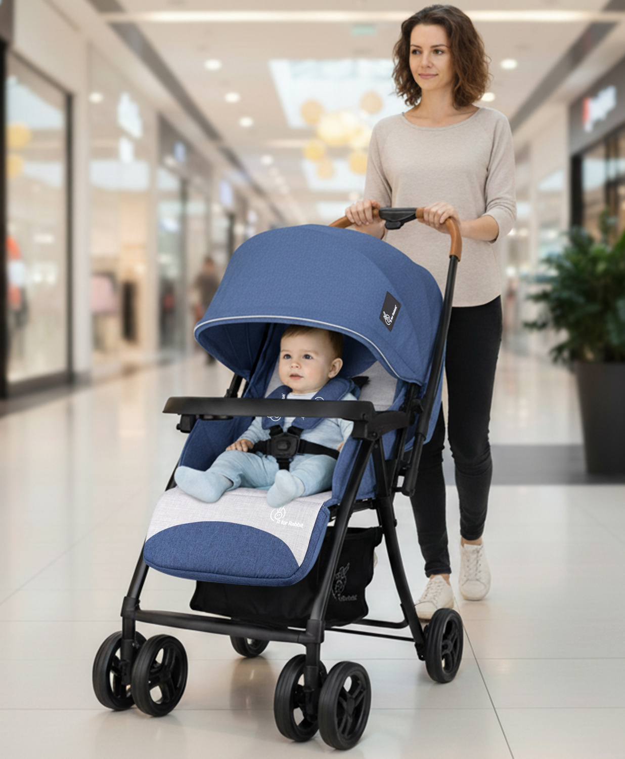 R for Rabbit Poppins Joy Stroller- Blue Grey