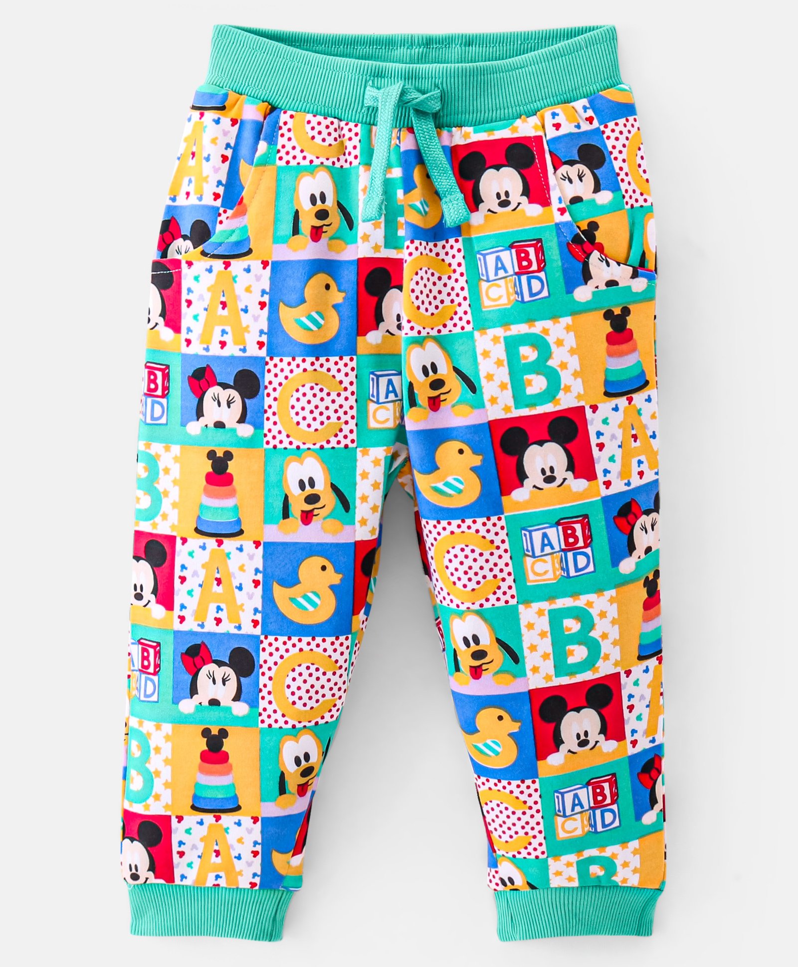 Babyhug Disney Cotton Looper Knit Full Length Lounge  Pant with Mickey Mouse Print - Multicolour-picture-22