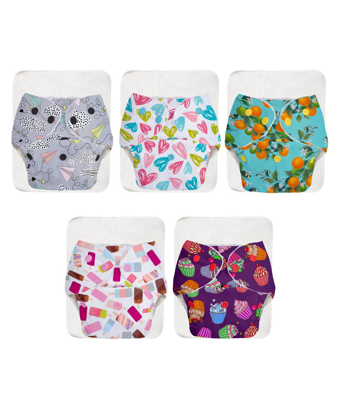 Superbottoms BASIC Washable & Reusable Cloth Diapers, Quick dry high absorption Diapers for Baby (3m-3y) Pack of 5  Stay Dry & Lasts Up To 3 Hrs (5 Shell + 5 Pads)-image-42