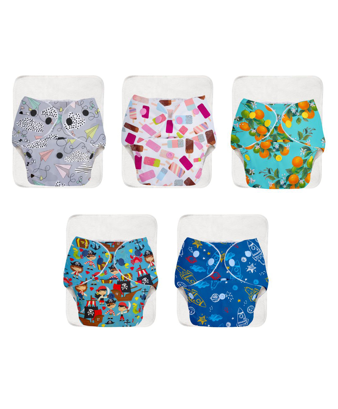 Superbottoms BASIC Washable & Reusable Cloth Diapers, Quick dry high absorption Diapers for Baby (3m-3y) Pack of 5  Stay Dry&Lasts Up To 3Hrs Trim Fitting(5 Shell + 5 Pads)-image-43