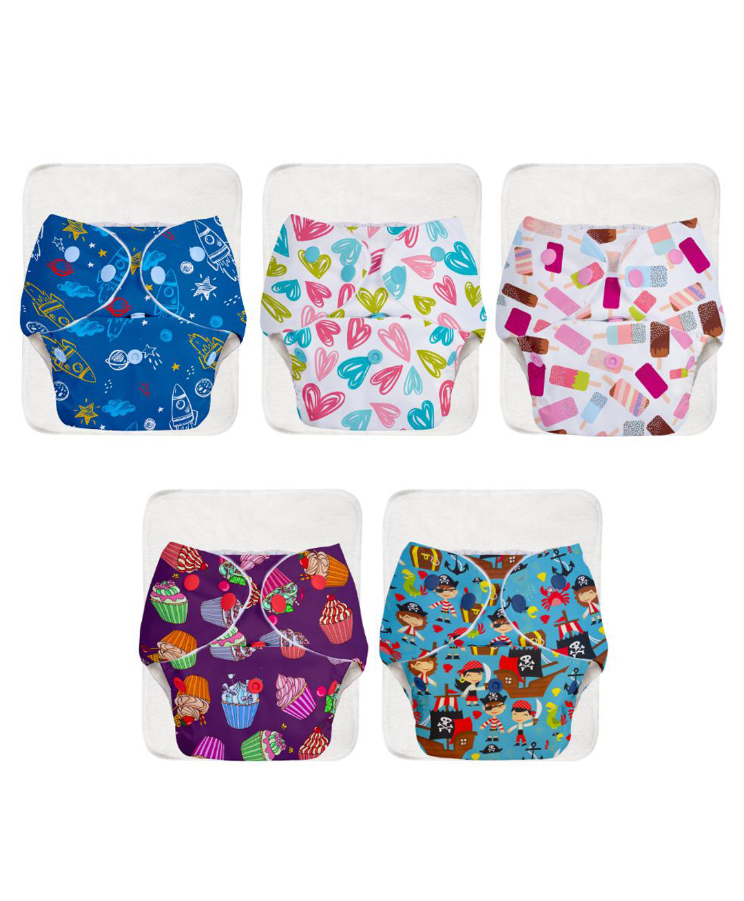 Superbottoms BASIC Washable & Reusable Cloth Diapers, Quick dry high absorption Diapers for Baby (3m-3y) Pack of 5 (5 diapers+ 5 inserts)-image-41