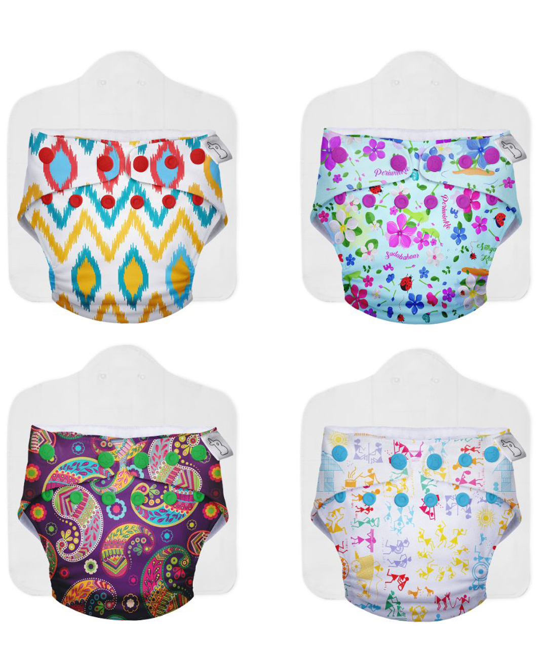 SuperBottoms Cloth Diapers for babies - Cloth Diaper Combo Pack of 4 Freesize UNO- New Version, Reusable Cloth Diapers for babies 3M to 3Y, With 4 organic cotton inserts/pads-image-13