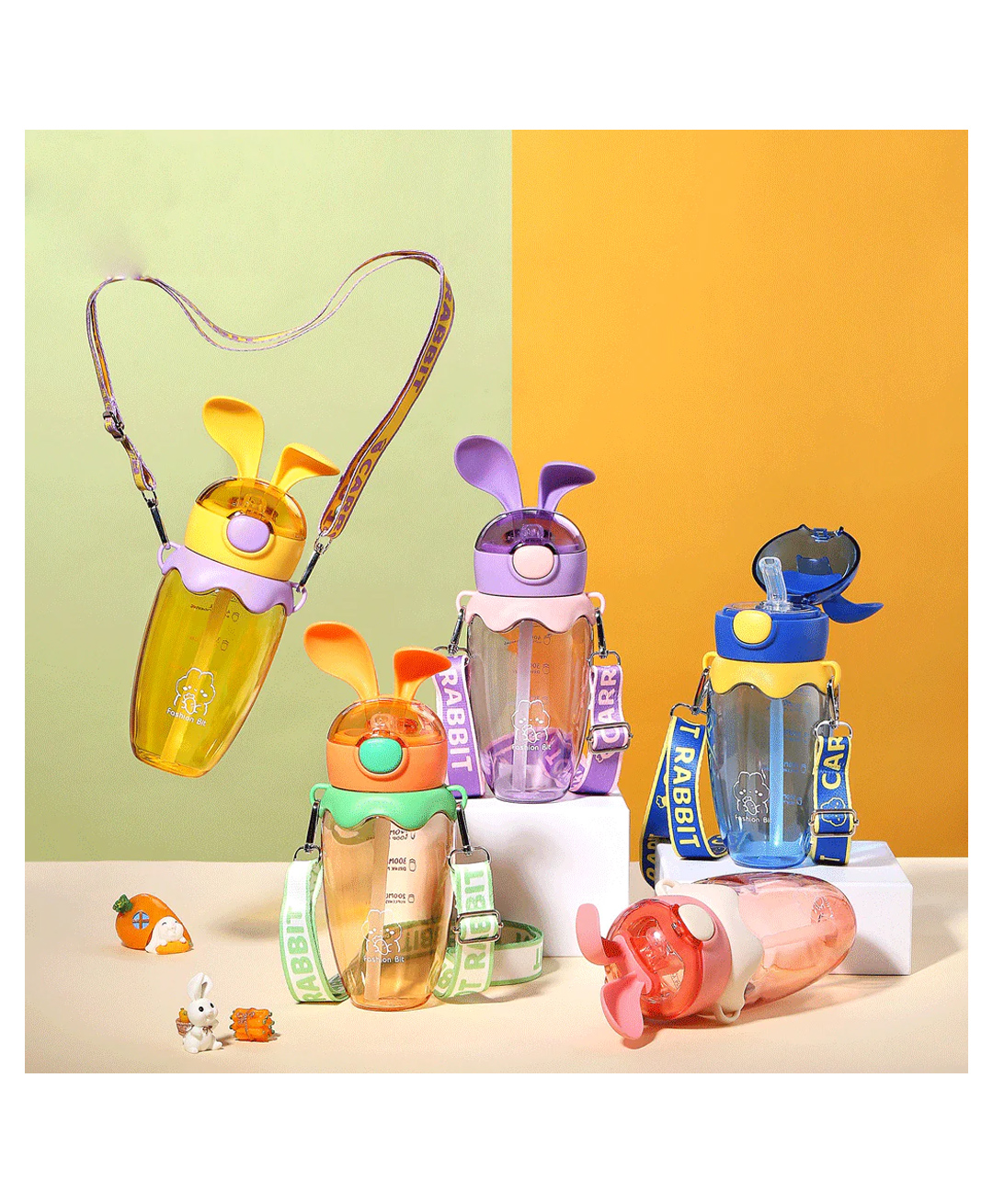 Schoolish Cool Bunny Ear Fancy Sipper Waterbottle for Kids 580 ml-Pack of 1 - Color May Vary-image-37