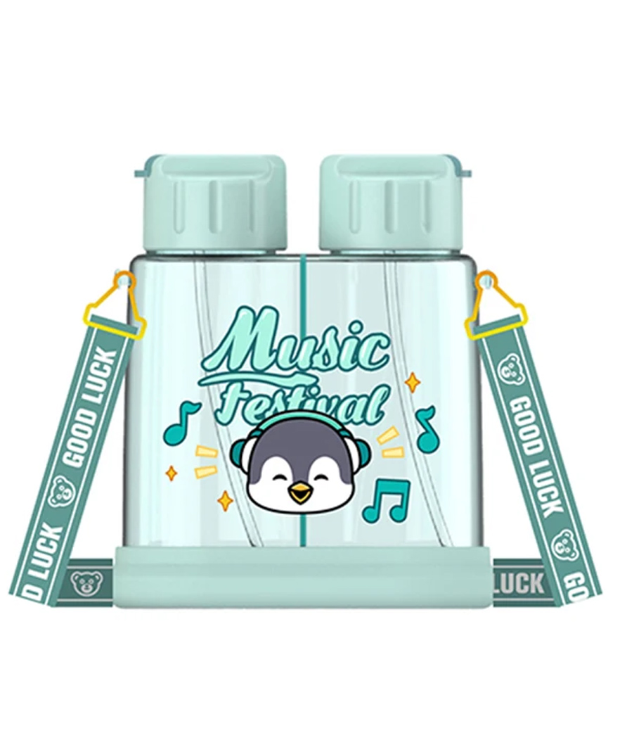 Schoolish Water Bottler for Kids- Dual Partition Kids Water Bottle With Straw and Strap, Cute Animal Design Water Bottle With Straw - Double Drinking Cups Special Water Bottles for School -640 ml - Pack of 1 - Color May Vary-image-10