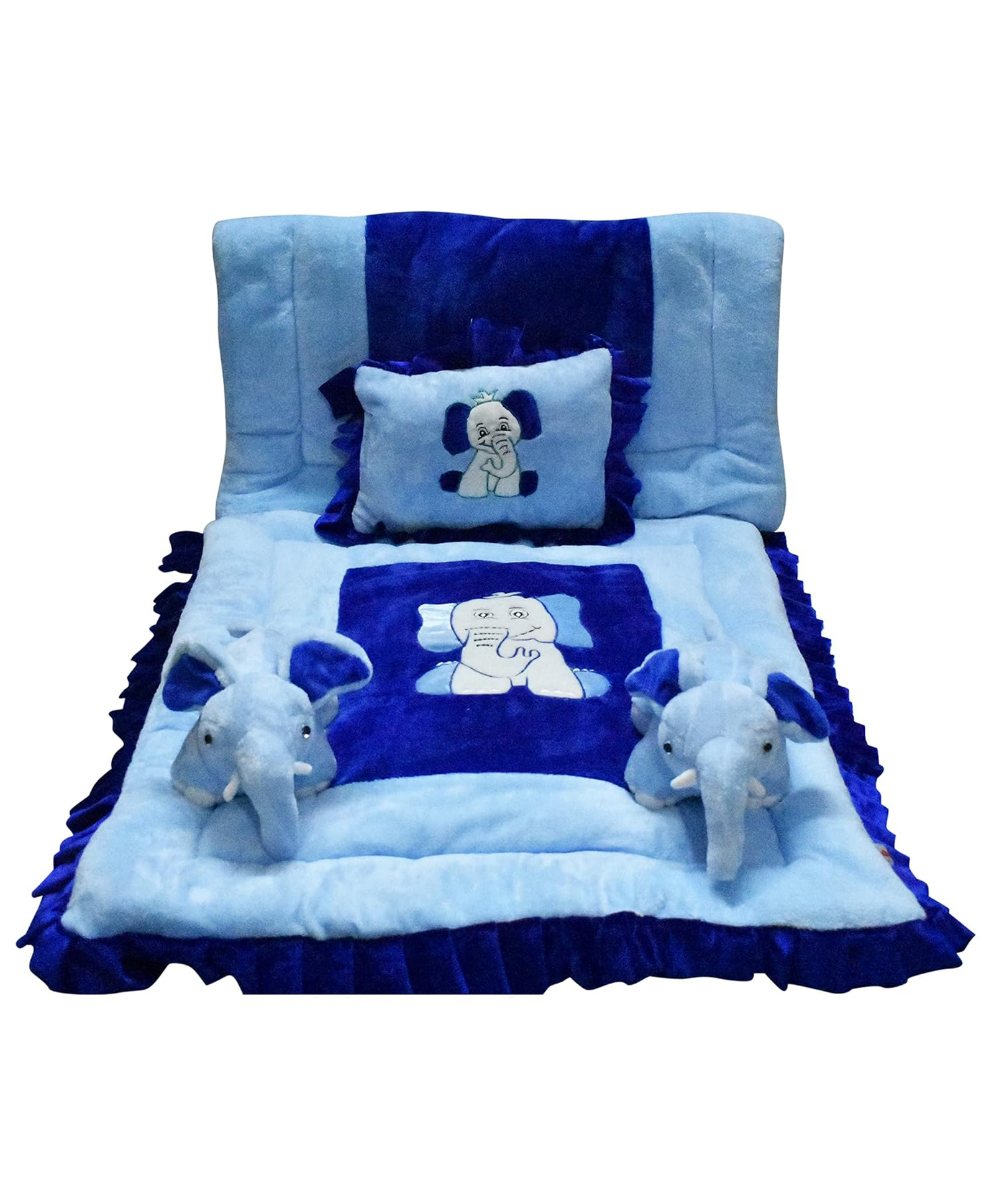 SAFE N CUTE Baby Sleeping 5 Items Bedding Set with Two elephants -Royalblue-picture-40