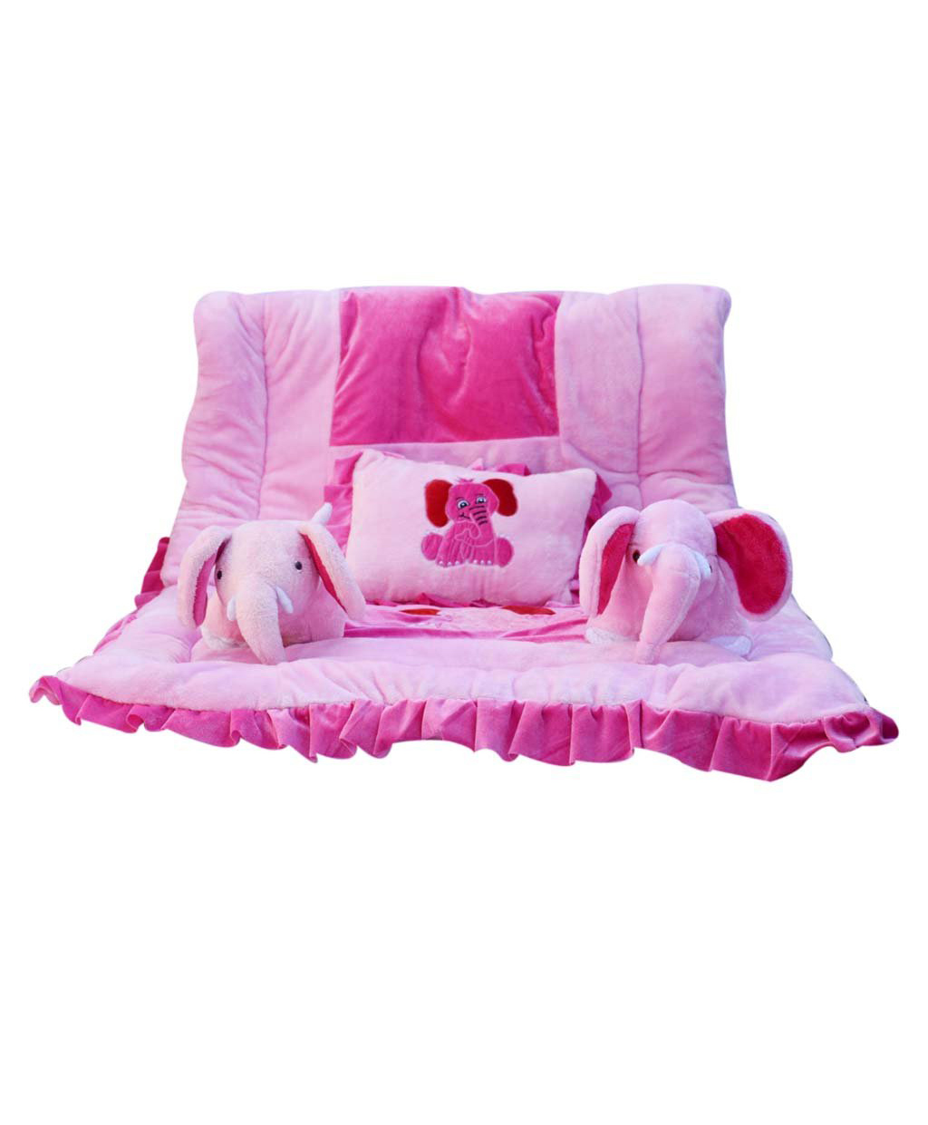 SAFE N CUTE Baby Sleeping 5 Items Bedding Set with Two elephants -Pink Magenta-picture-41