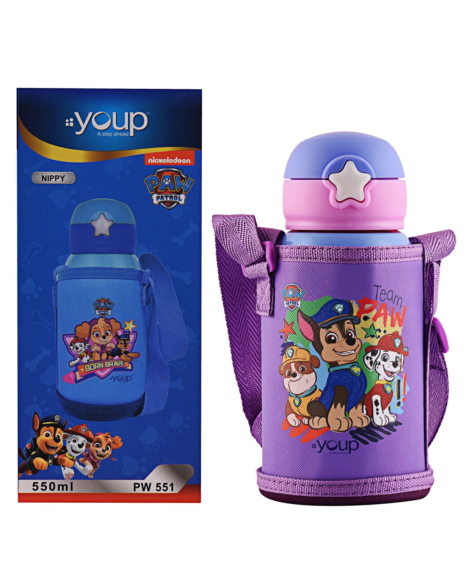 YOUP Stainless Steel Purple Blue Color Paw Patrol Kids Insulated Double Wall Sipper Bottle Nippy - 550 ml-picture-11