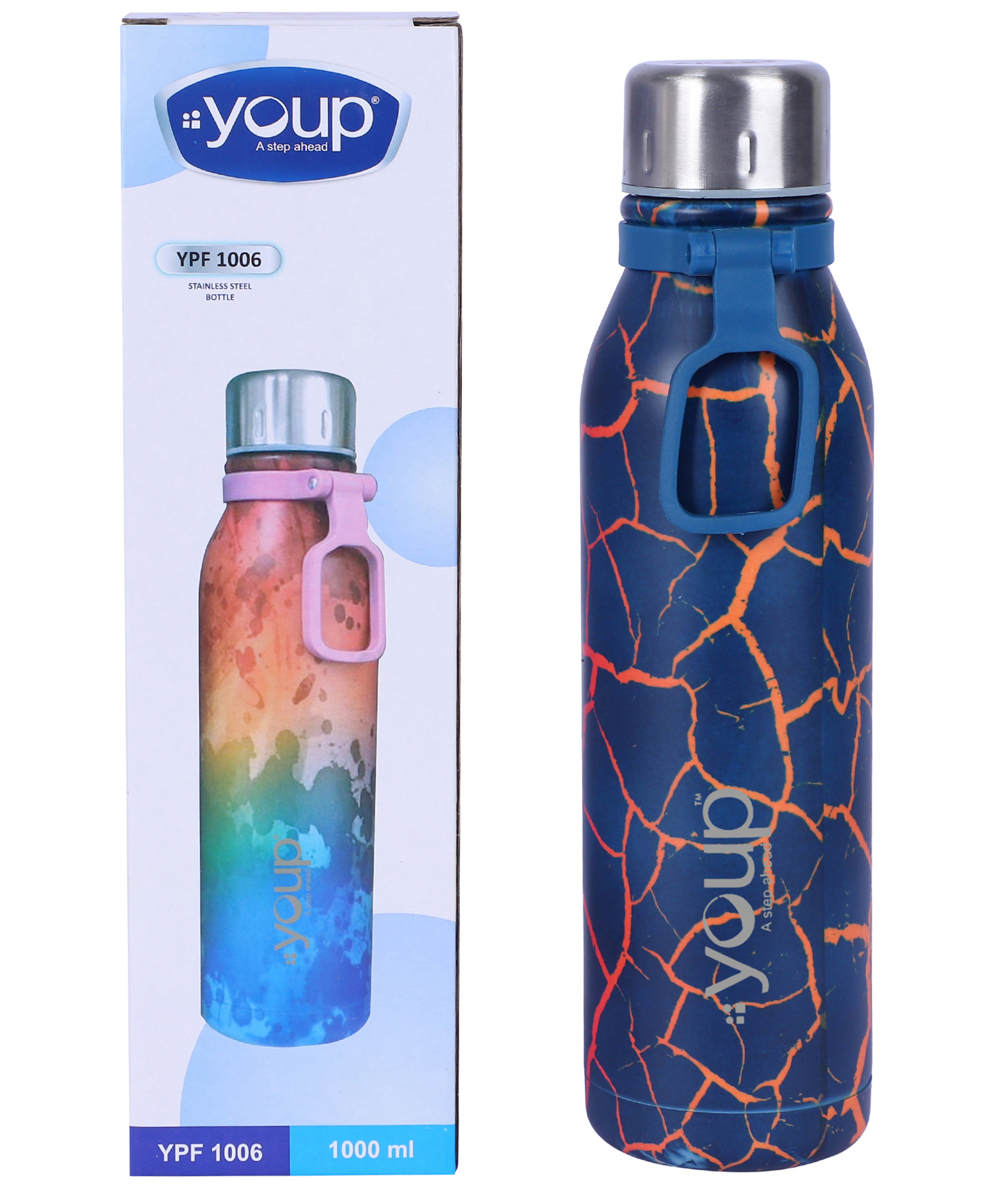 YOUP Stainless Steel Water Bottle for Office Gym Travel School Dance Home Refrigerator Water Bottle For Adults Kids Girls Boys YPF 1006-1000 ml-picture-22