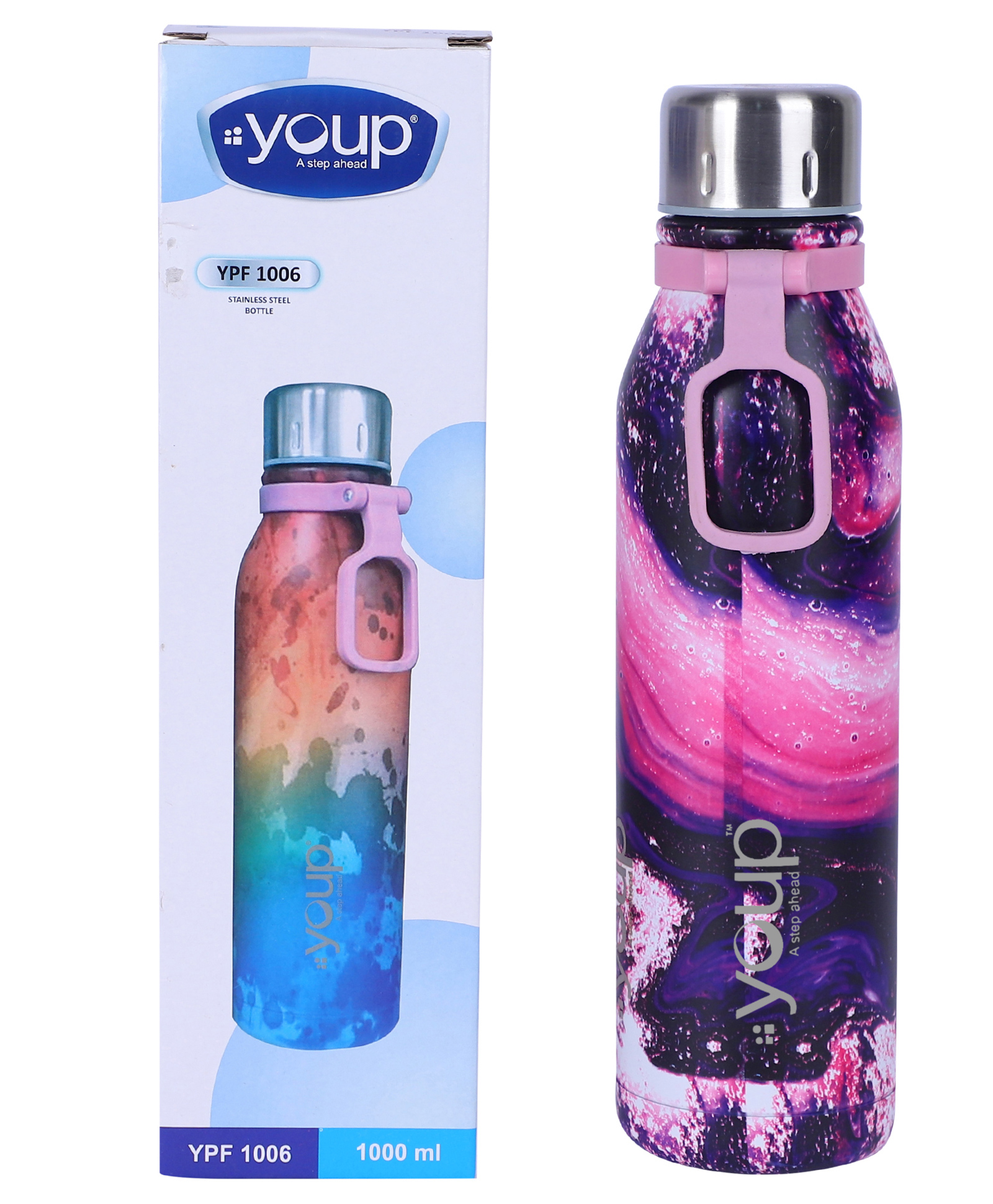 YOUP Stainless Steel Water Bottle for Office Gym Travel School Dance Home Refrigerator Water Bottle For Adults Kids Girls Boys YPF 1006-1000 ml-picture-35