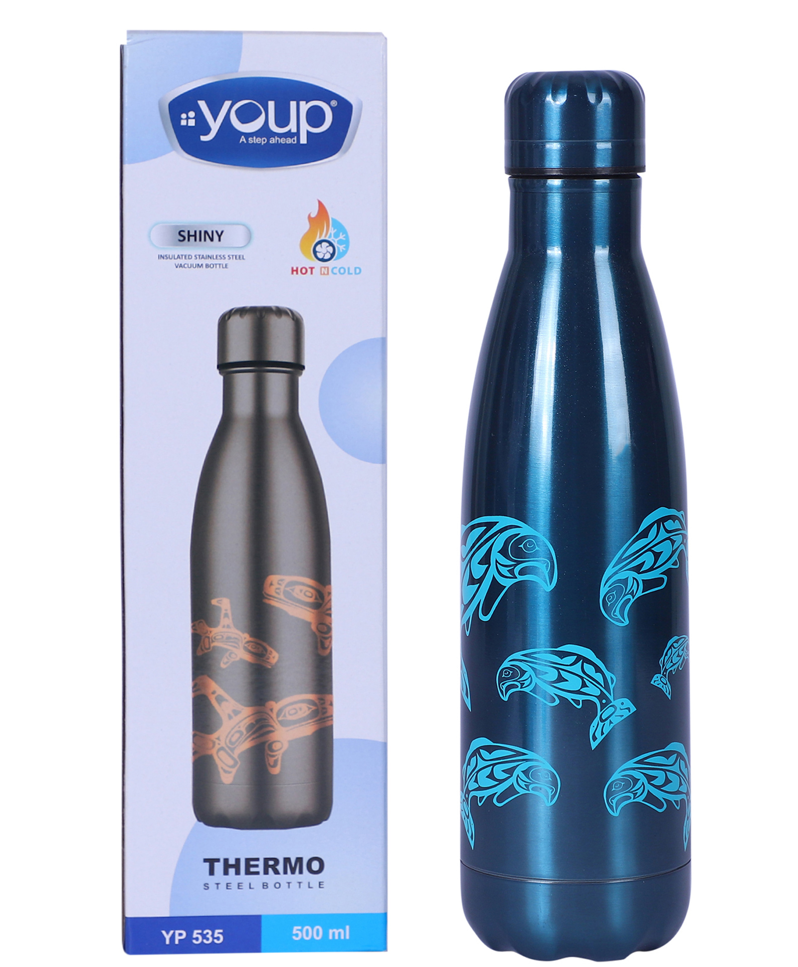 YOUP Thermosteel Insulated Double Wall Blue Color Water Bottle SHINY - 500 ml-picture-25