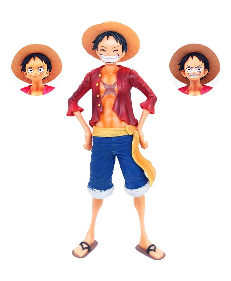 awestuffs Monkey D Luffy One Piece Large Action Figure Three Different Faces Limited Edition for Car Dashboard, Decoration, Cake, Office Desk & Study Table Height 27 CM-picture-11