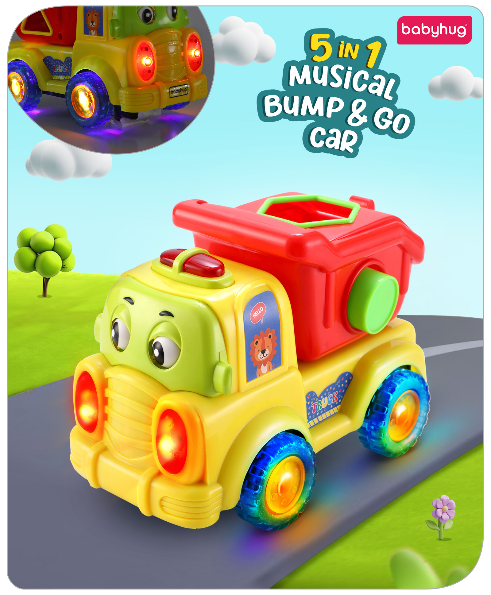 Babyhug Musical Bump & Go Construction Series Dump Truck -Multicolor