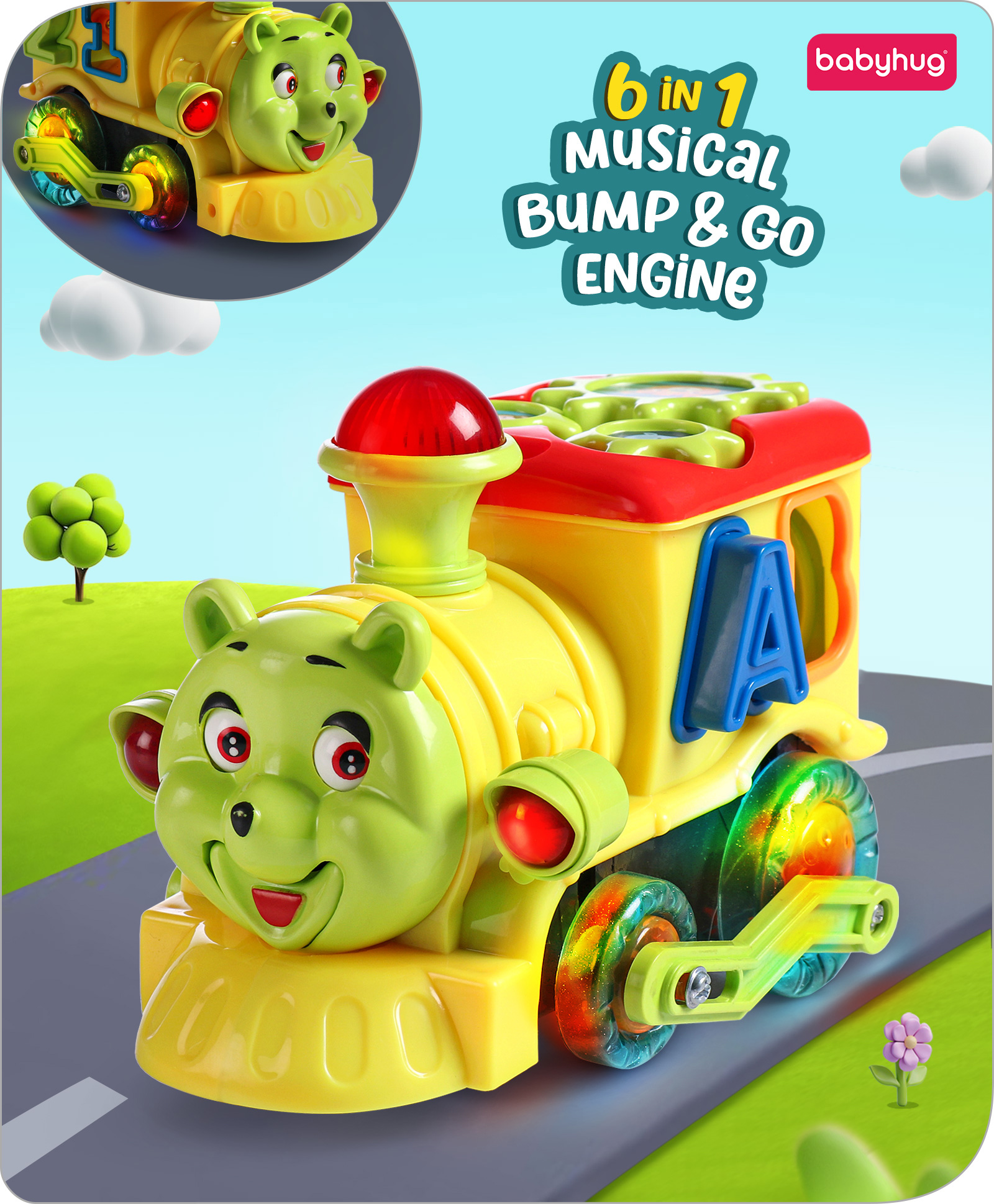 Babyhug Musical Bump & Go Loco Engine Truck - Yellow