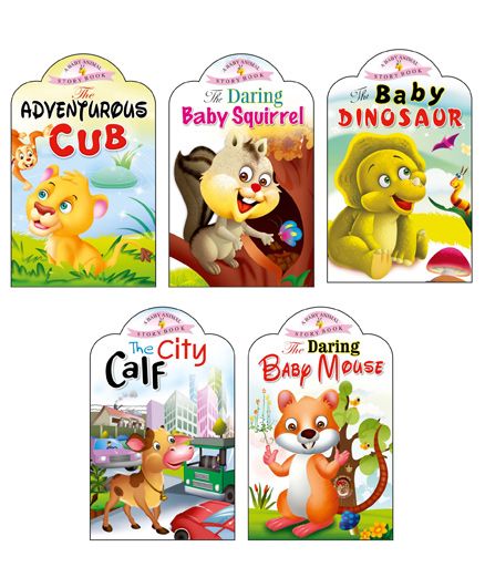 Story Books Baby Animals Series Cub Squirrel Dino Calf Mouse Set of 5 - English-image-41