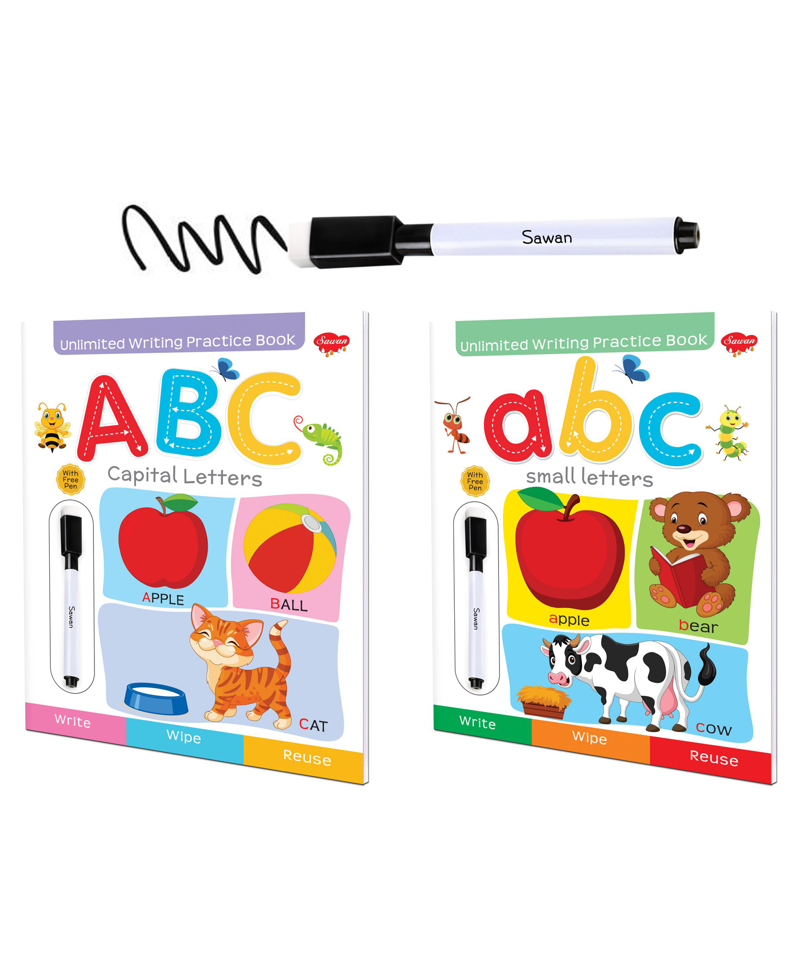 Reusable Wipe and Clean Books ABC Small Letters & ABC Capital Letters - English-image-11