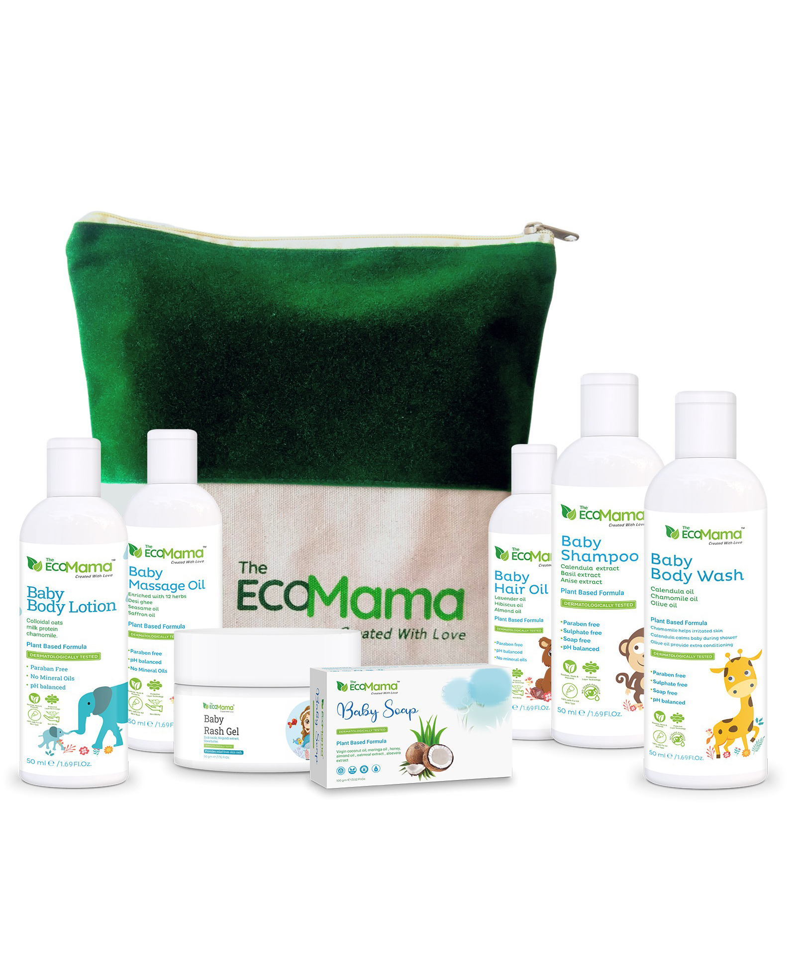 The Eco Mama 7-in-1 Baby Skin & Hair Care Kit (Small) Shampoo,Massage Oil,Body Lotion,Body Wash,Hair Oil,Rash Gel, Soap-image-15
