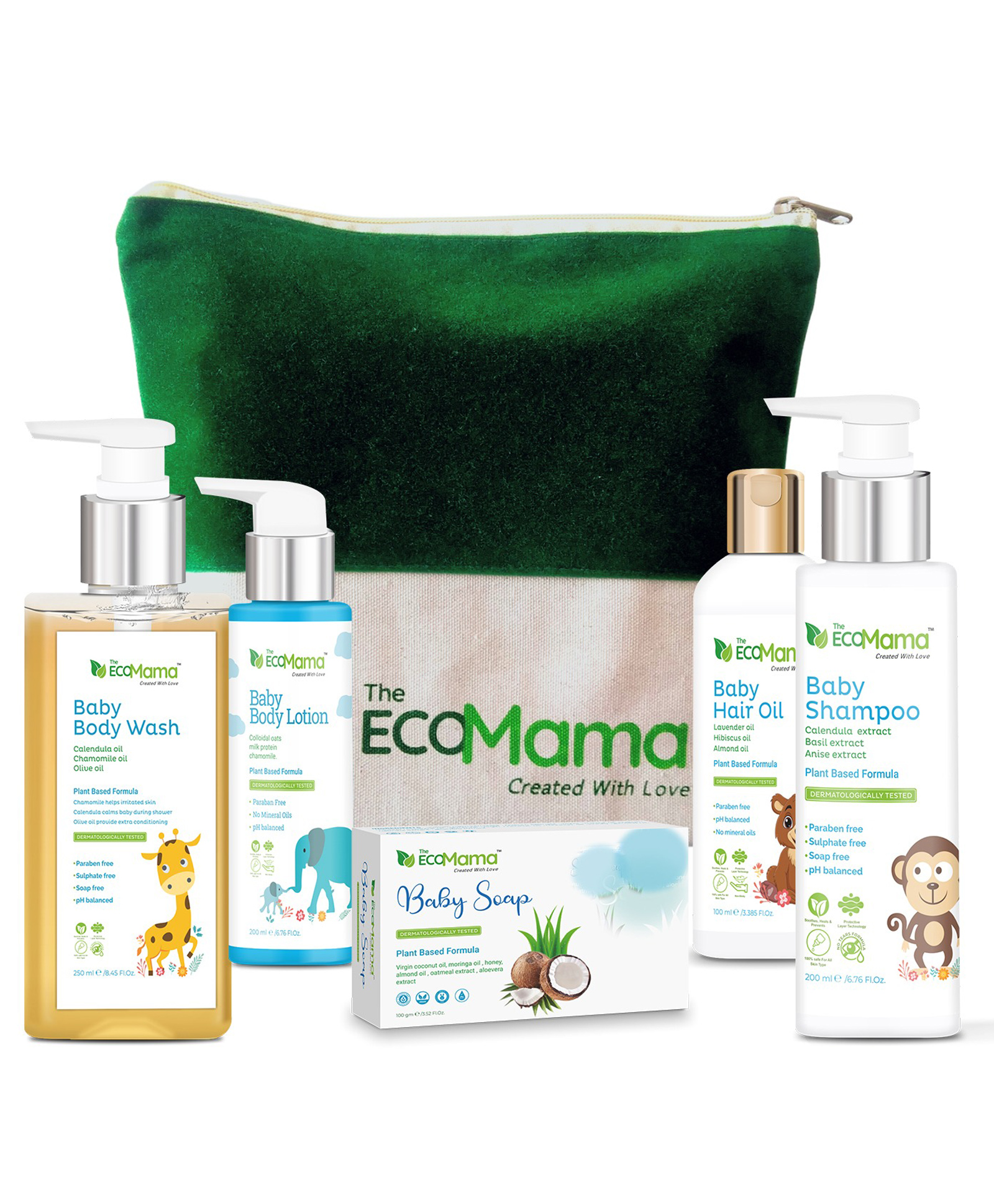 The Eco Mama 5-in-1 Baby Skin & Hair Care Kit (Large) - Shampoo, Soap, Body Lotion, Body Wash, Hair Oil and a FREE Bag-picture-20