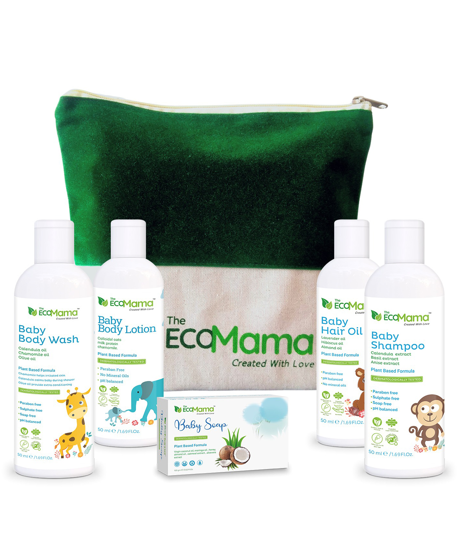 The Eco Mama 5-in-1 Baby Care Kit (Small) With Shampoo Soap Body Lotion Body Wash Hair Oil and a FREE Bag-image-46
