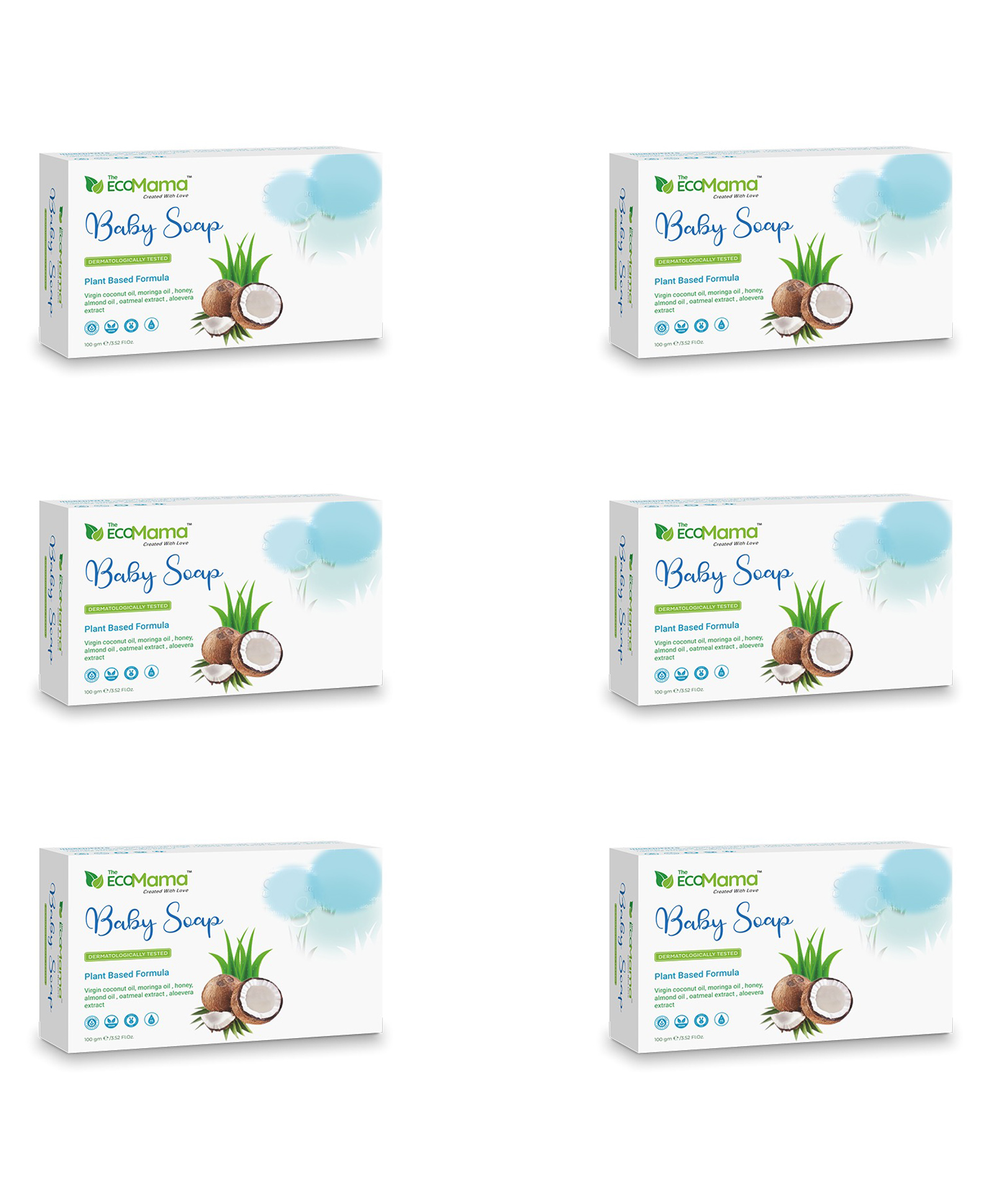 The Eco Mama Tear Free Moisturizing Baby Soap 100 g Each Pack of 6 Relieves Itching Rashes & Inflammation Toxin Free-picture-15