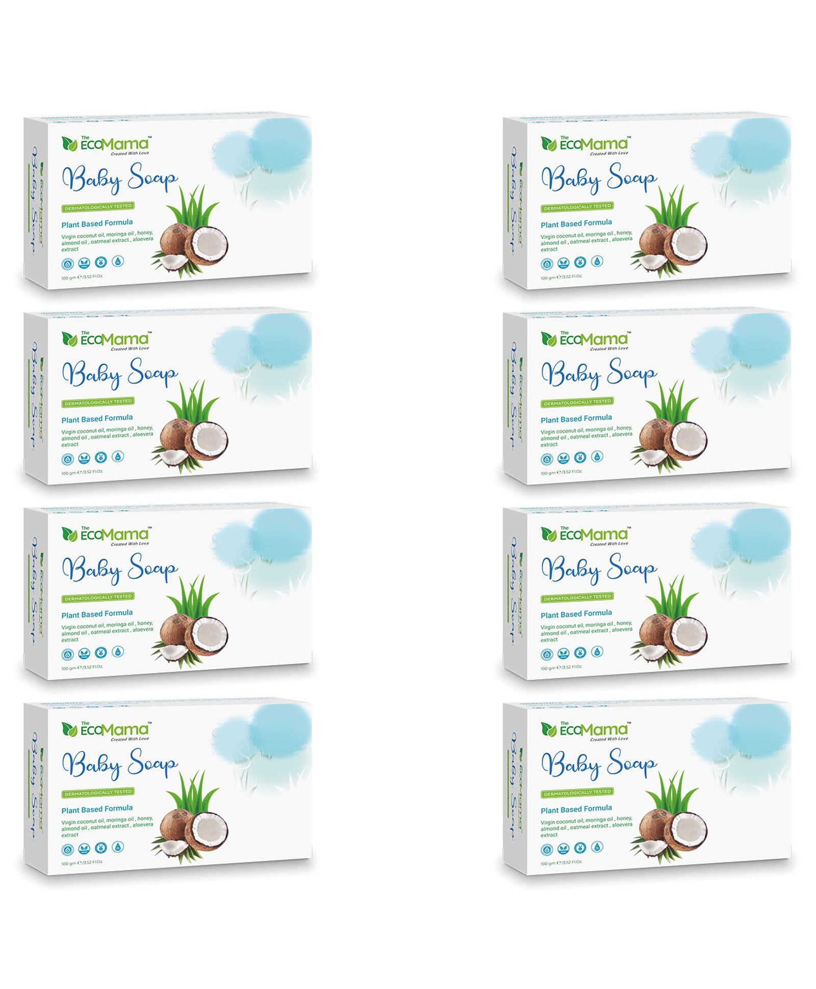 The Eco Mama Tear Free Moisturizing Baby Soap 100 g Each Pack of 8 Relieves Itching Rashes & Inflammation Toxin Free-picture-24