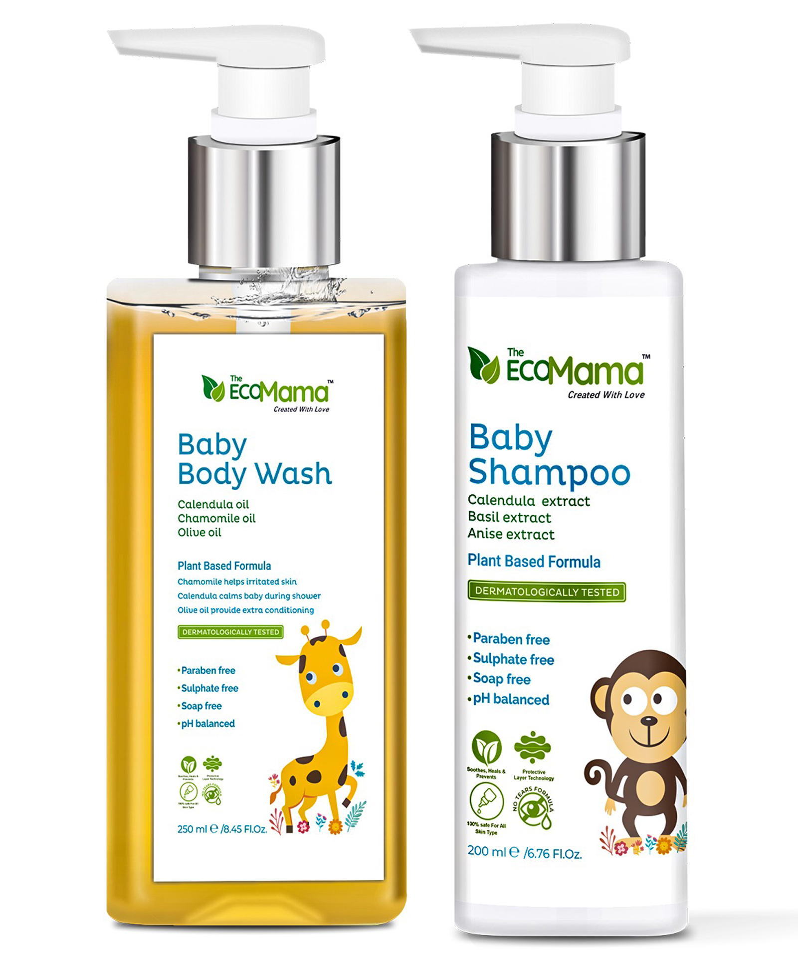 The Eco Mama No Tears Baby Shampoo & Moisturizing Baby Wash Combo with Natural Ingredients (200ml + 250ml)-picture-27