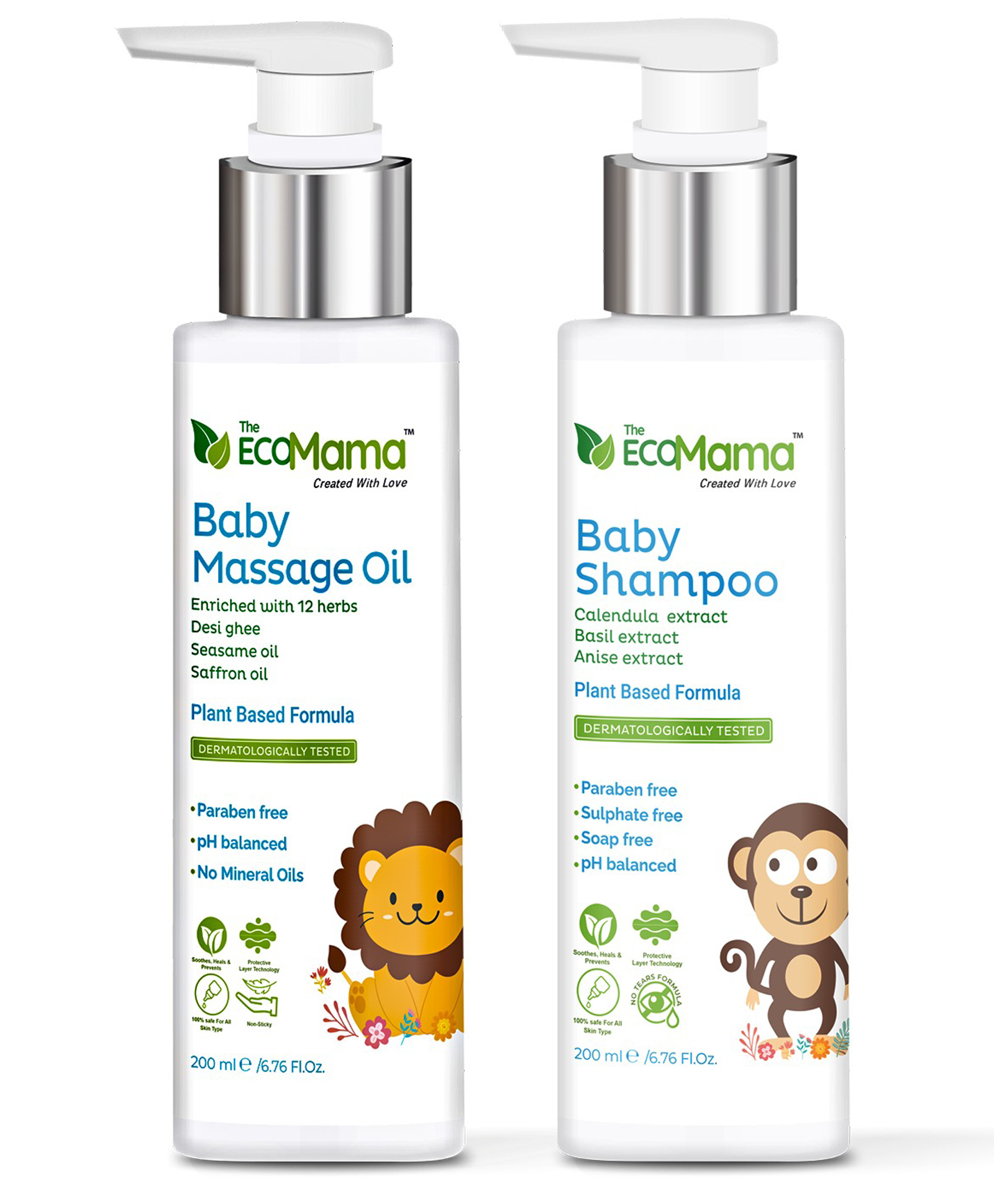 The Eco Mama Baby Massage Oil & No Tears Baby Shampoo Combo (200ml + 200ml), Strengthens Bones, Muscle Development-image-43
