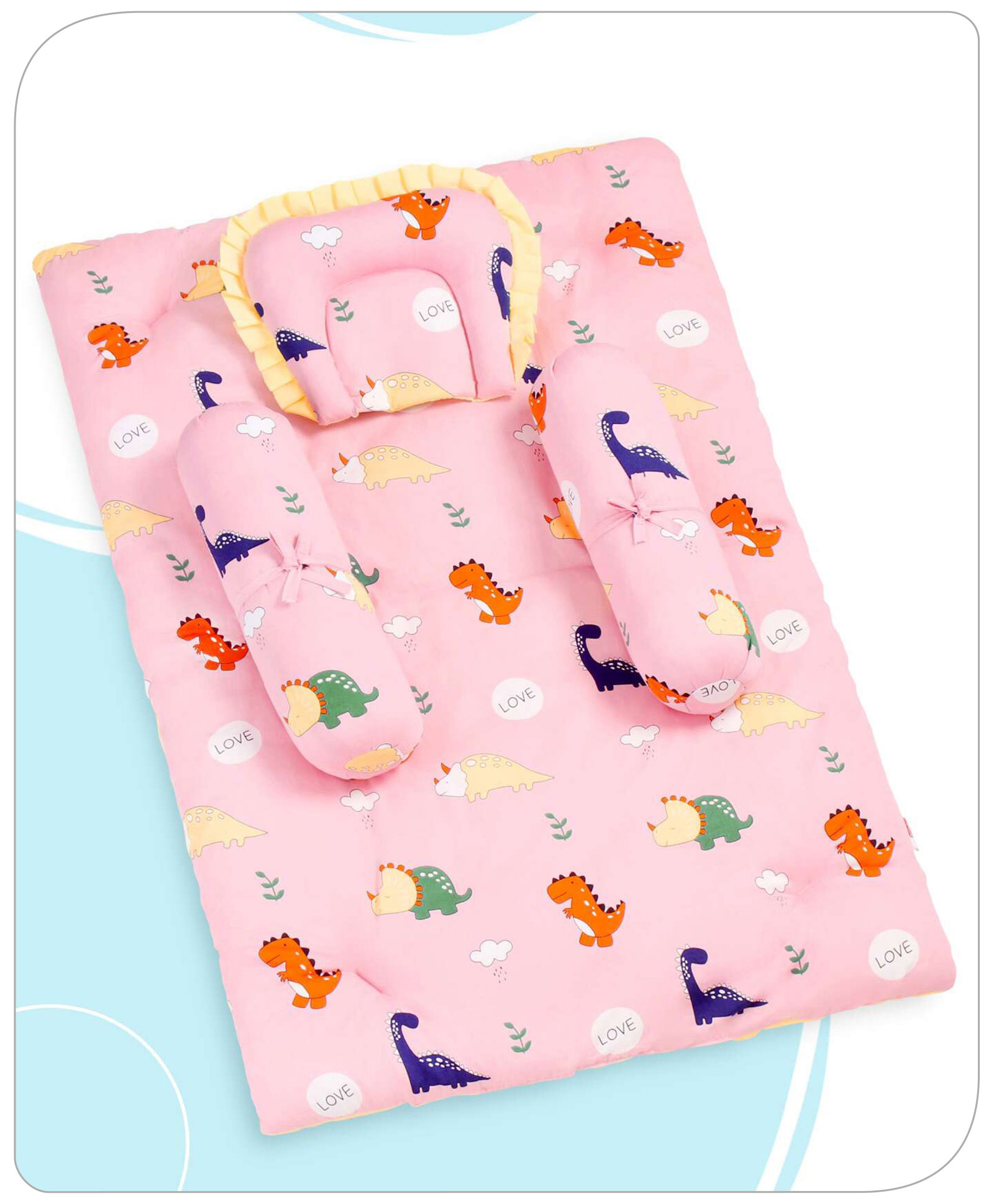 Babyhug Cotton Bedding Set Dino Print- Light Pink-picture-10
