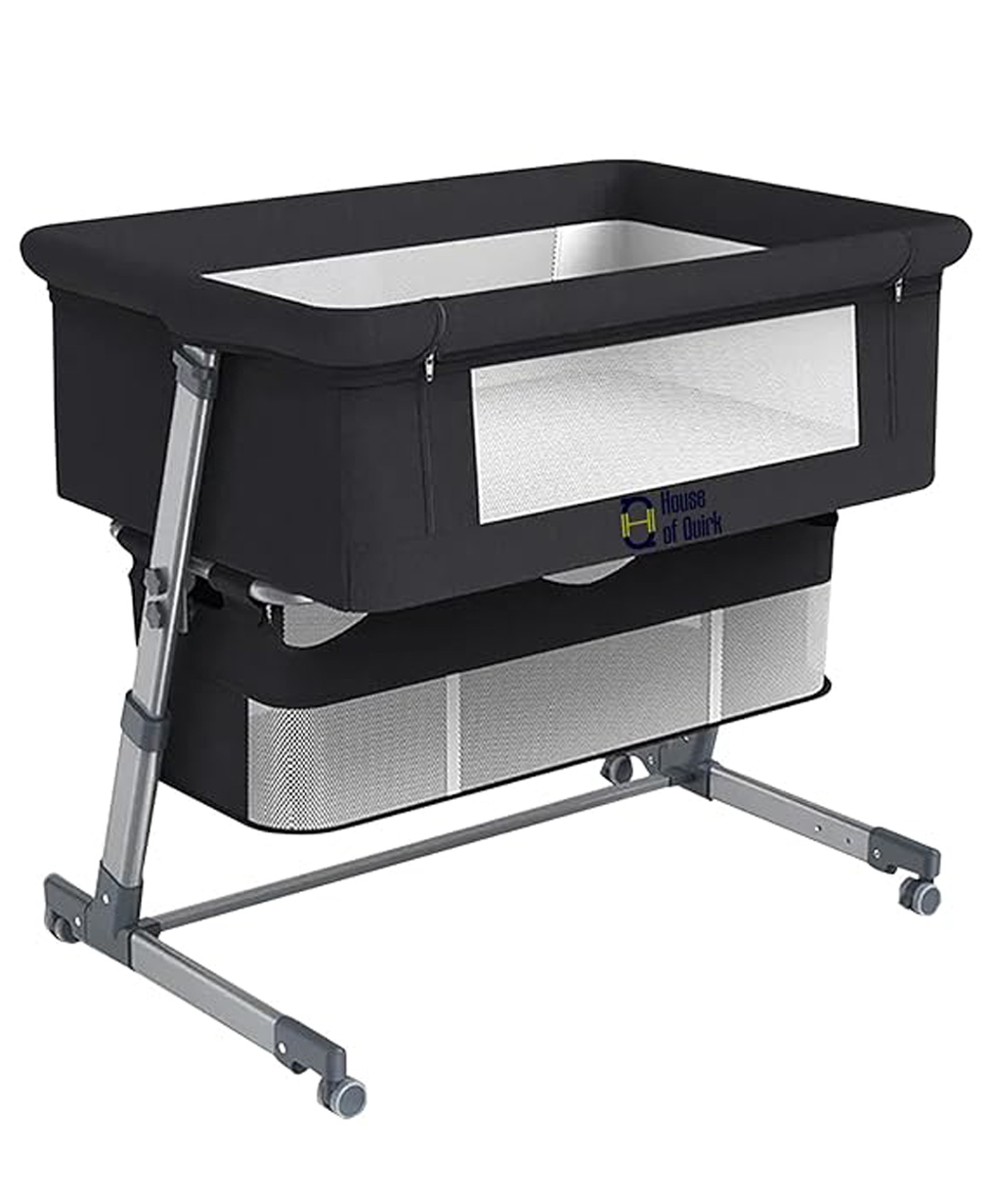 House of Quirk Portable Baby Crib, Bedside Bassinet 3 in 1 - Charcoal-image-8