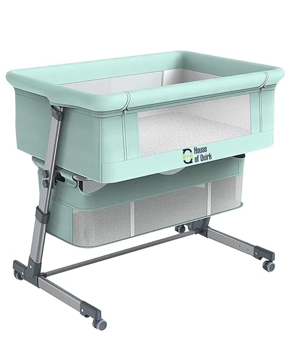 House of Quirk Portable Baby Crib, Bedside Bassinet 3 in 1 - Green-picture-33