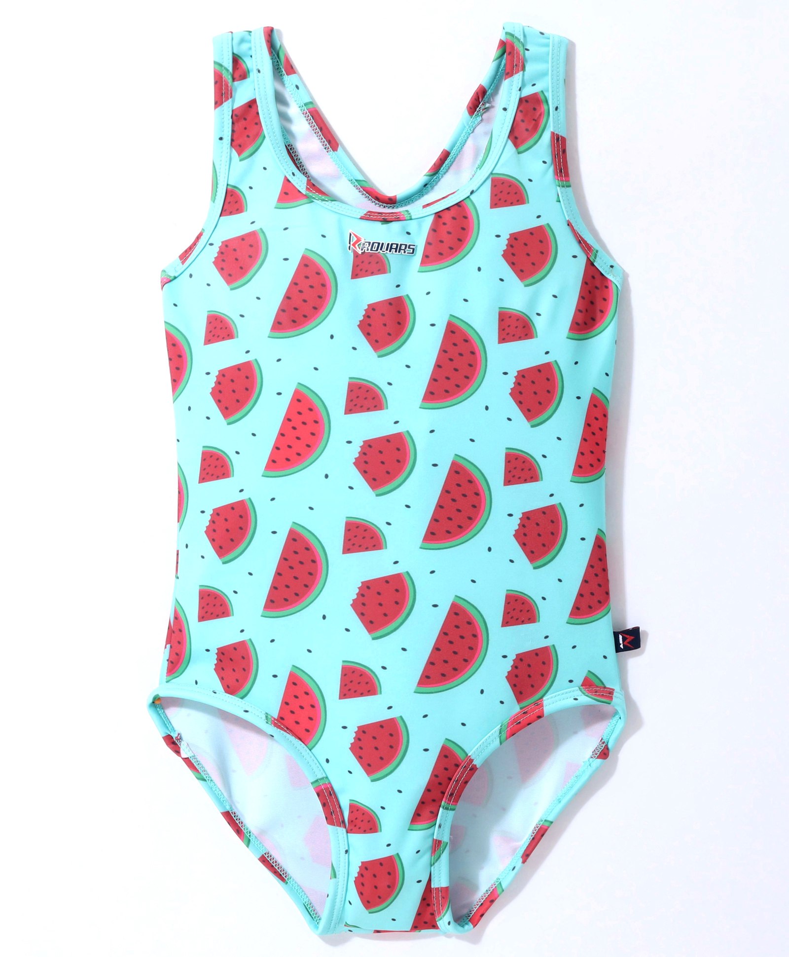 ROVARS V Cut Sleeveless SwimsuitWatermelon Print -Blue-image-13