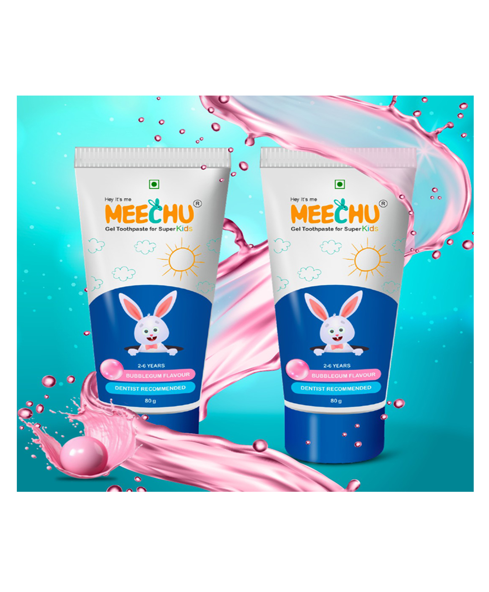 MEECHU Toothpaste Bubblegum Flavour Pack of 2 - 160 g-image-28