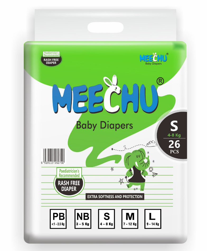 Meechu Baby Diapers Leakage Protection Cottony Soft Absorb Technology - 26 Pieces-image-32