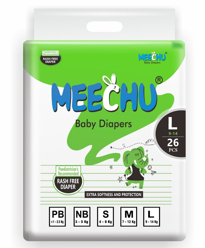 Meechu New Sweety Bronze Comfort Pack Leakage Protection, Cottony Soft Absorb Technology Baby Diapers - 26 Pieces-image-33