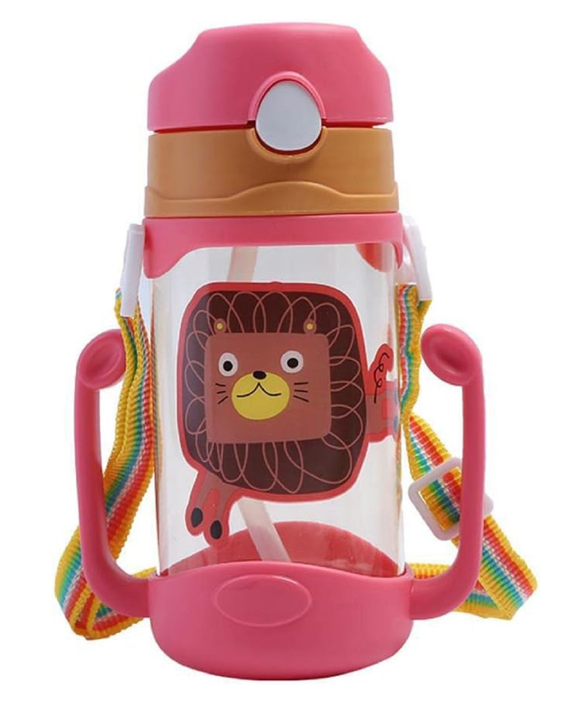 Adore JAFFA Lion Themed U Handle Straw Sipper with Adjustable Strap - Tied Ribbons Kid's Plastic Water Bottle BPA-Free 400ml (Pink)-image-30