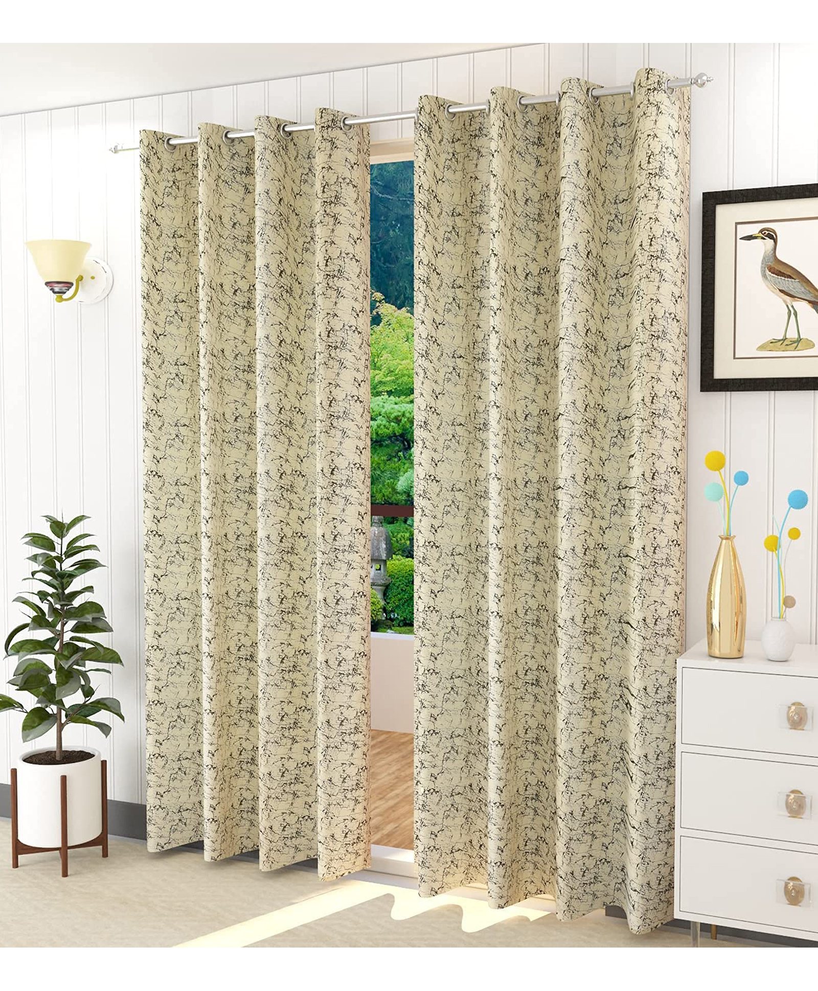 JARS Collections Velvet Semi Blackout Window Curtains With Metal Grommet Pack of 2 Cream-image-20