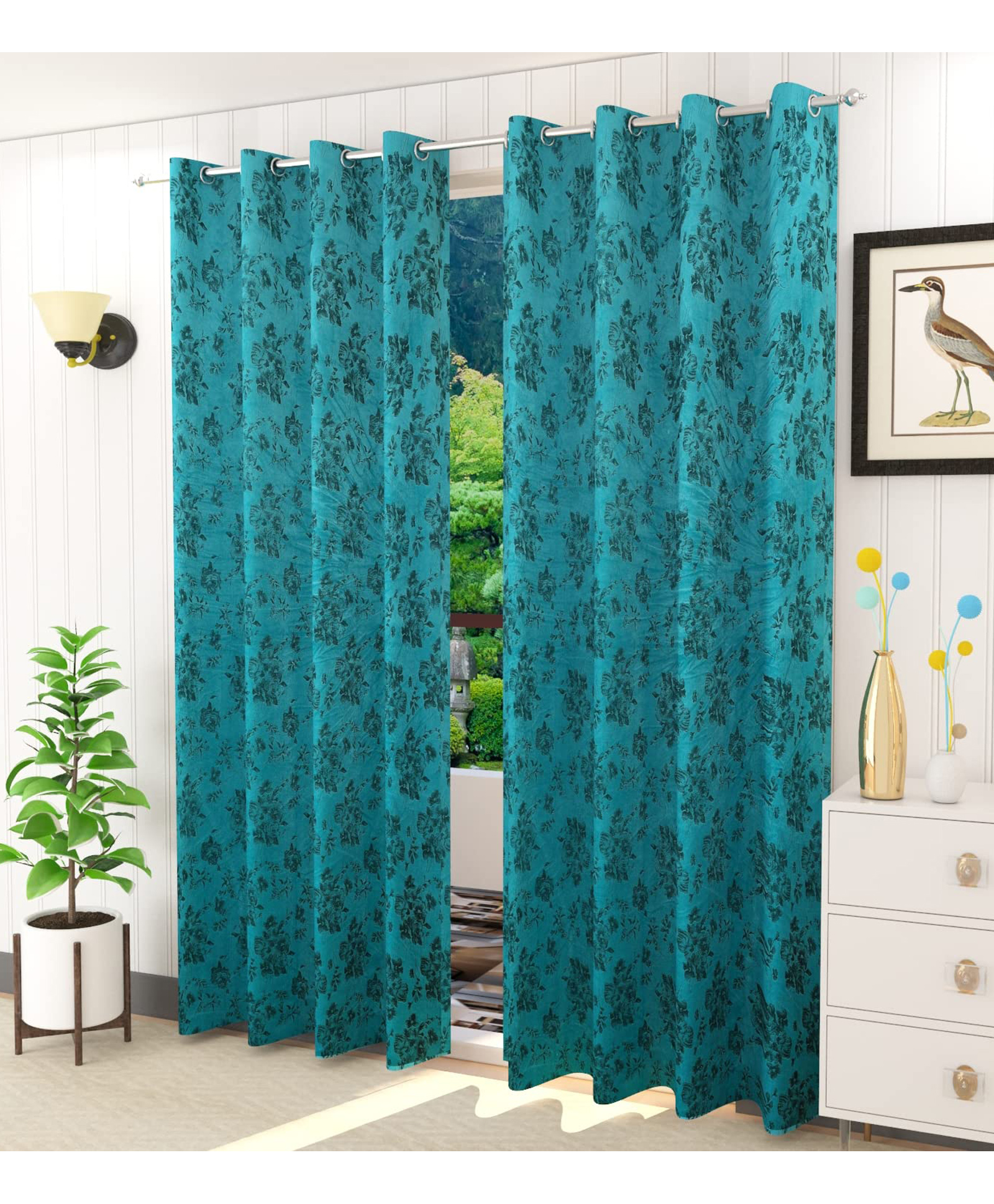 JARS Collections Velvet Semi Blackout Window  Curtains With Metal Grommet Pack of 2 Aqua-image-39