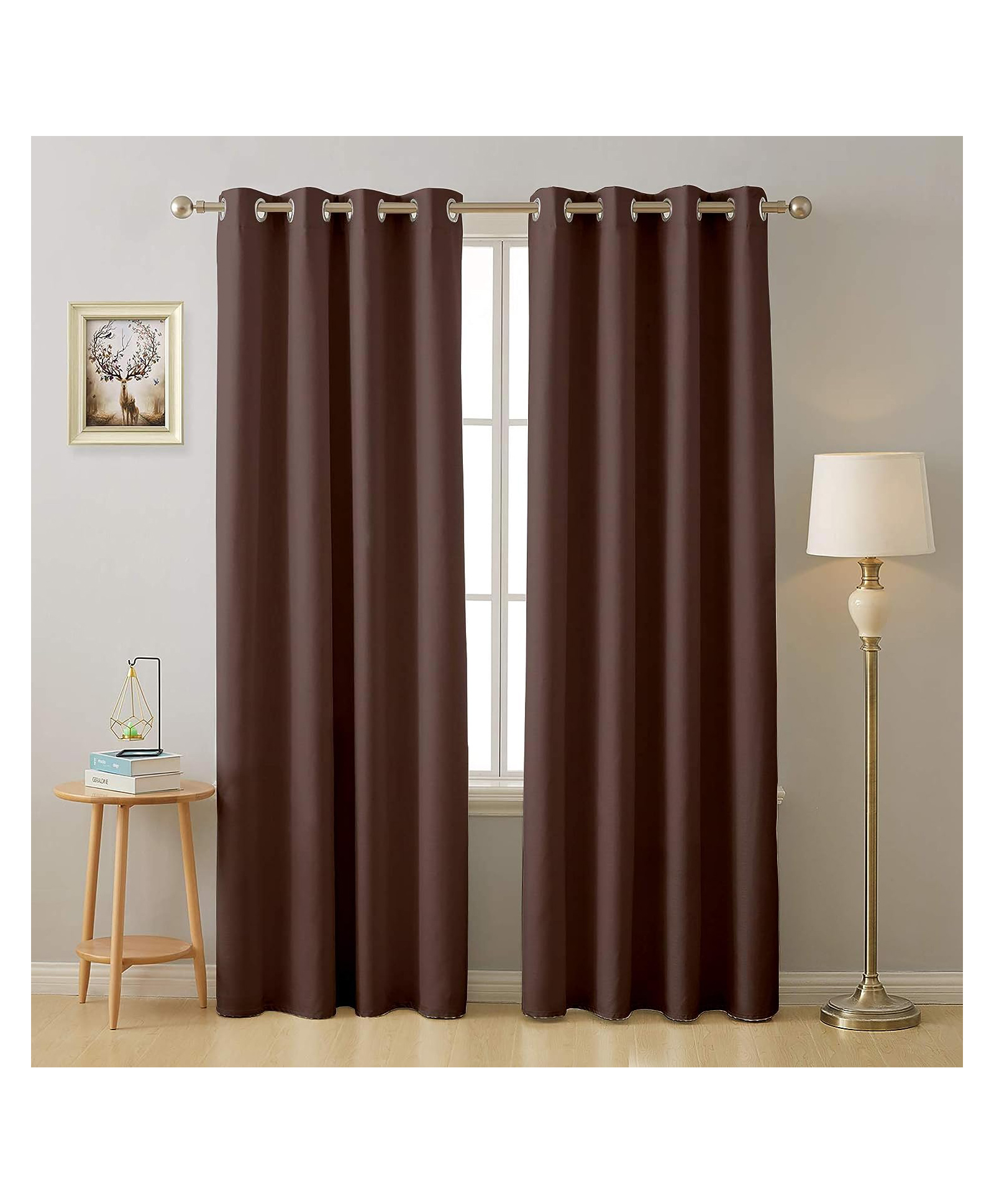 JARS Collections  Super Satin Solid Blackout Door Curtains With Metal Grommet Pack of 2  Brown-image-15