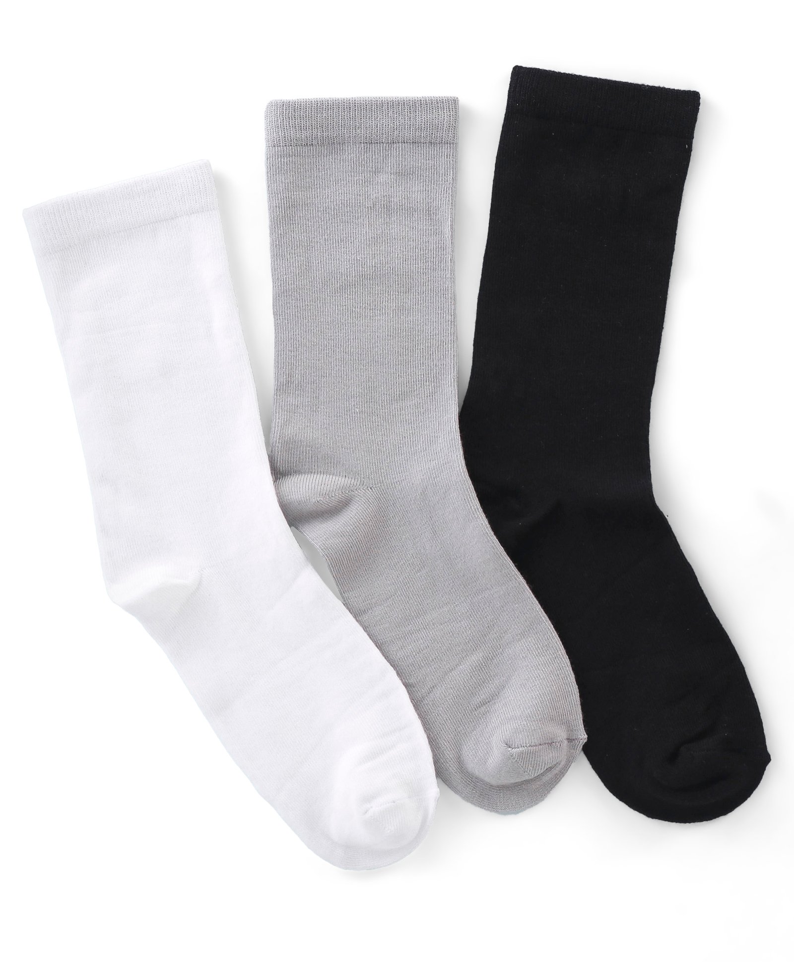 Honeyhap Premium  Cotton Bamboo Knit Below Knee Length Socks With Bio Finish  Solid Colour   Pack of 3  - Black White & Grey-image-24