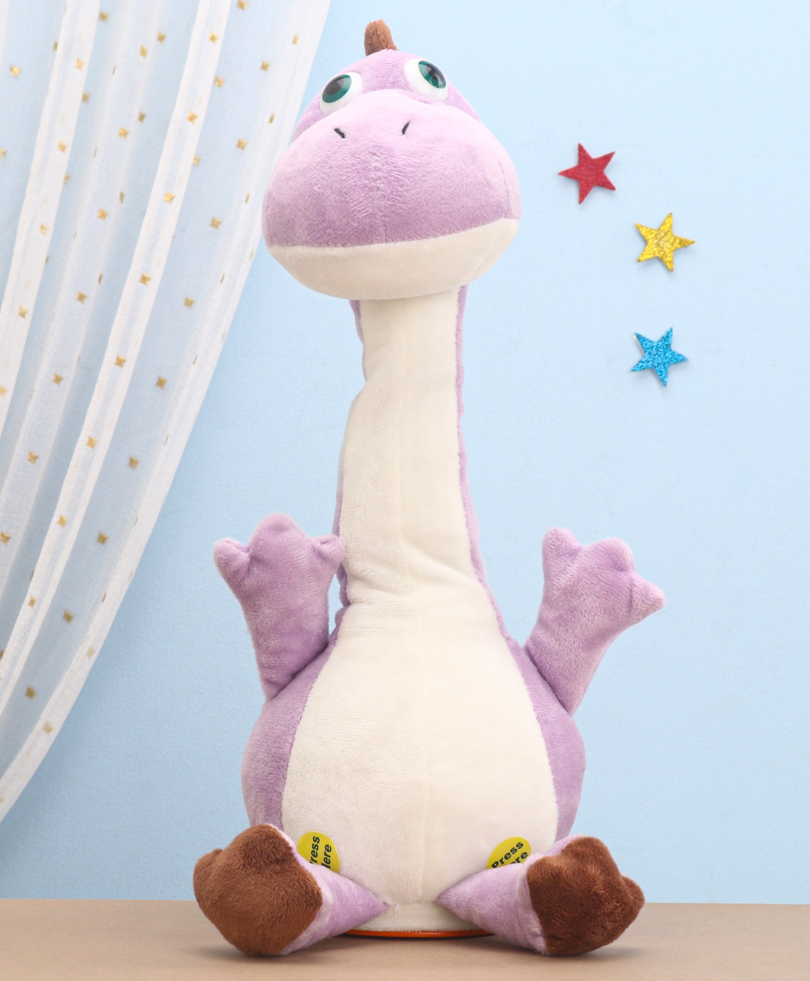 Aarohi Toys Dancing Angry Dino Musical Soft Toy Purple - Height 32 cm-image-39