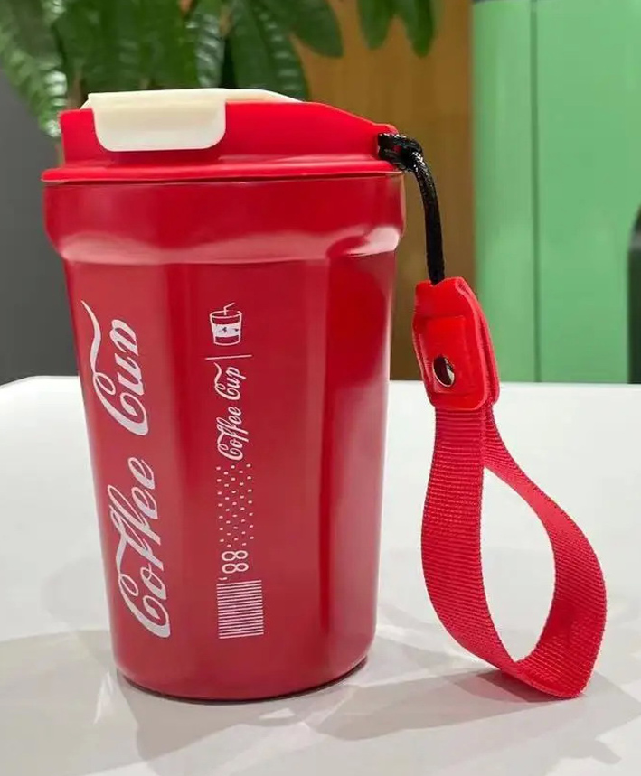 SCHOOLISH 420ML Reusable Coffee Cups With Portable Rope And Lids To Go Portable Mug Travel Coffee Mug Coffee Travel Mug To Go Plastic Travel Cup To Go Coffee Mug Cute Travel Mugs - PACK OF 1 - COLOR MAY VARY-image-48