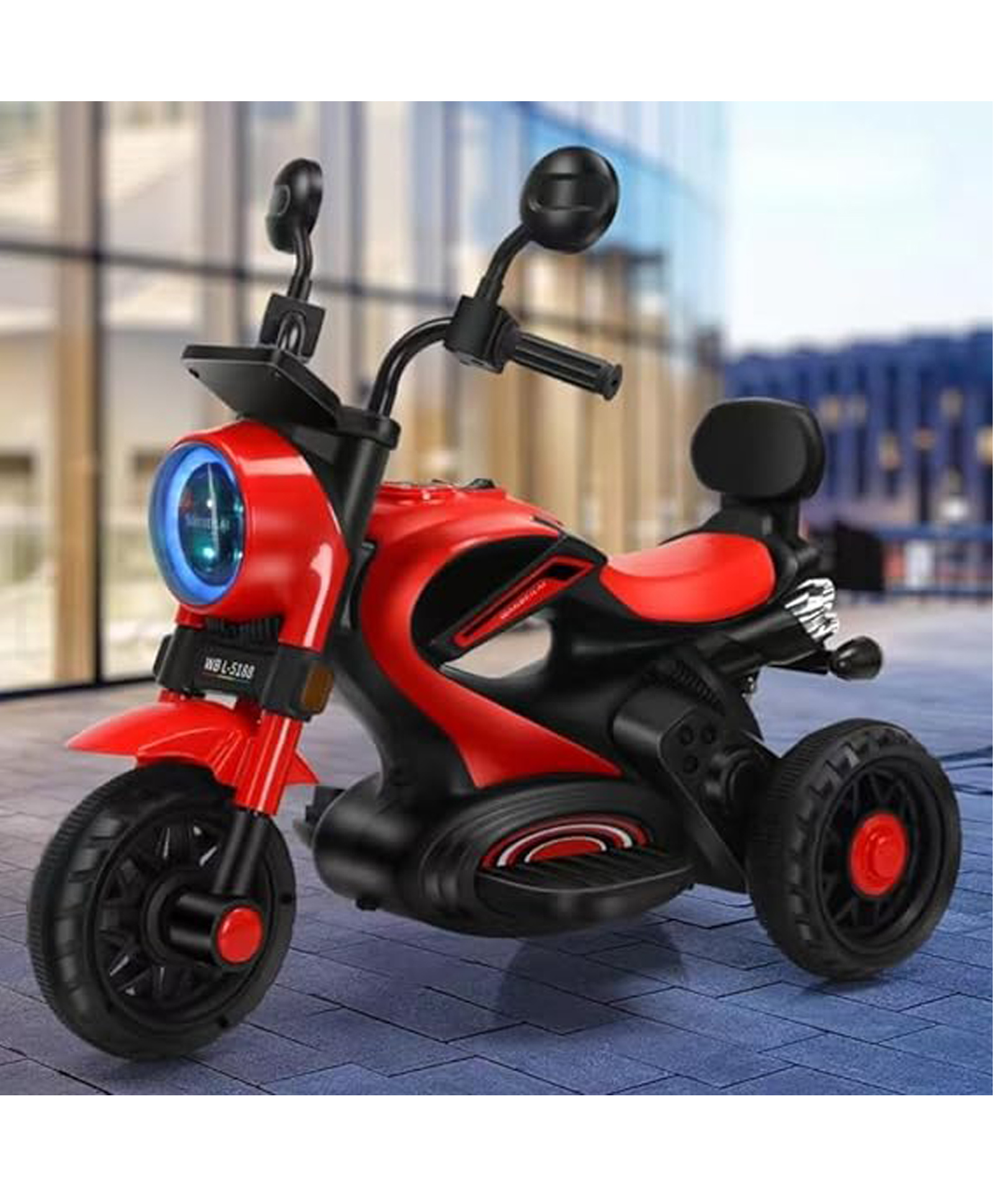 Baby Super Harley Kids Three Wheel Battery Operated Ride on Bike with Music & Lights - Red-image-42
