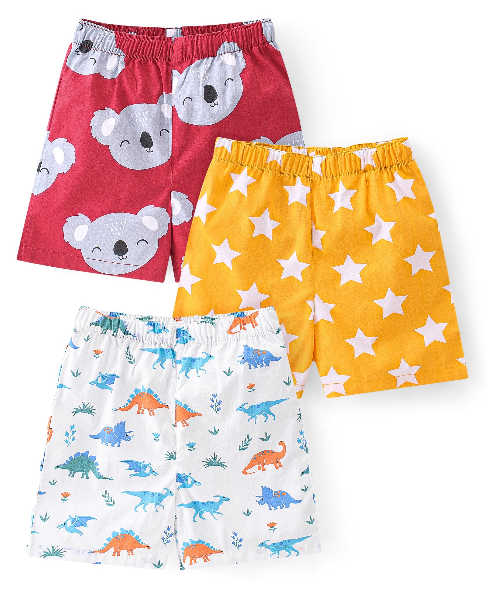 Babyhug Poplin Boxers With Dino Print Pack of 3 - Multicolor-image-35