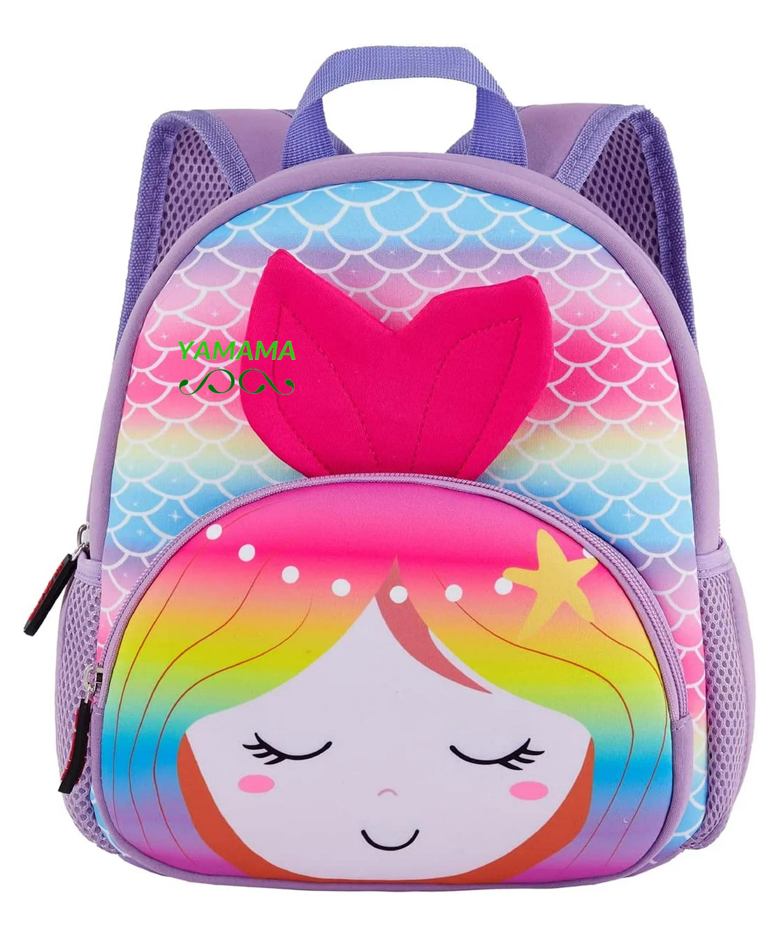YAMAMA Cute 3D Cartoon Mermaid Soft Plush Backpack With Front Pocket For Kids Premium Design Bag For Kids Best For Pre School Kindergartens Picnic And Holidays - Multicolor-image-3