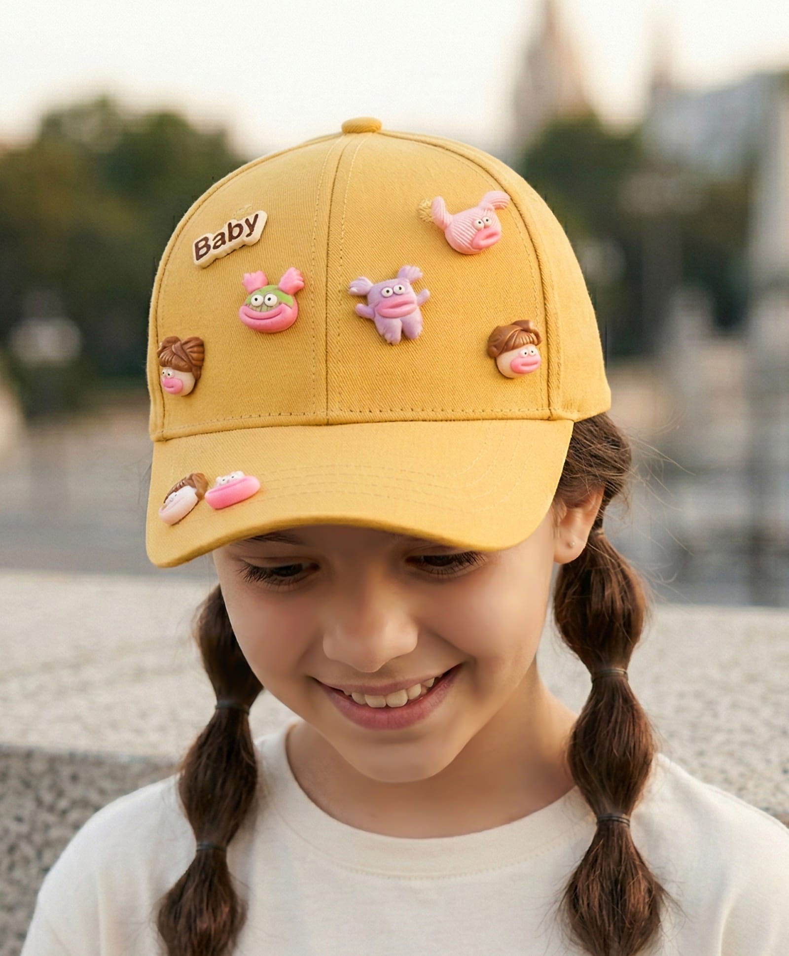 Pine Kids Baseball Cap with Animal Applique - Yellow-image-49
