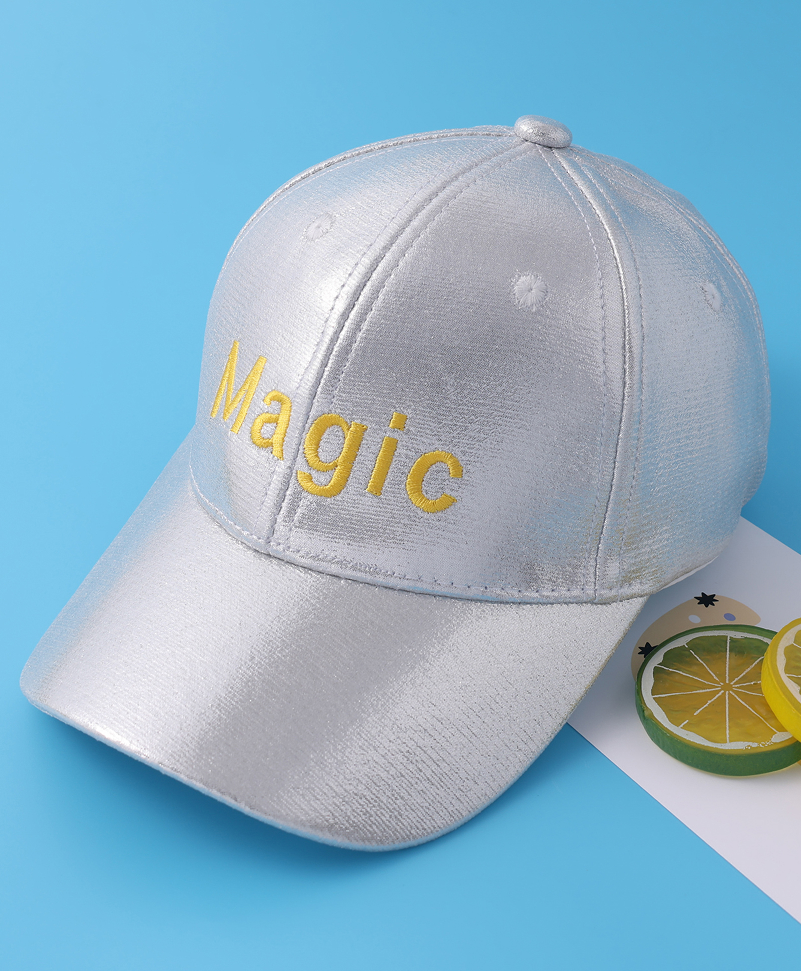 Pine Kids Baseball Cap Text Embroidery - Silver-picture-17