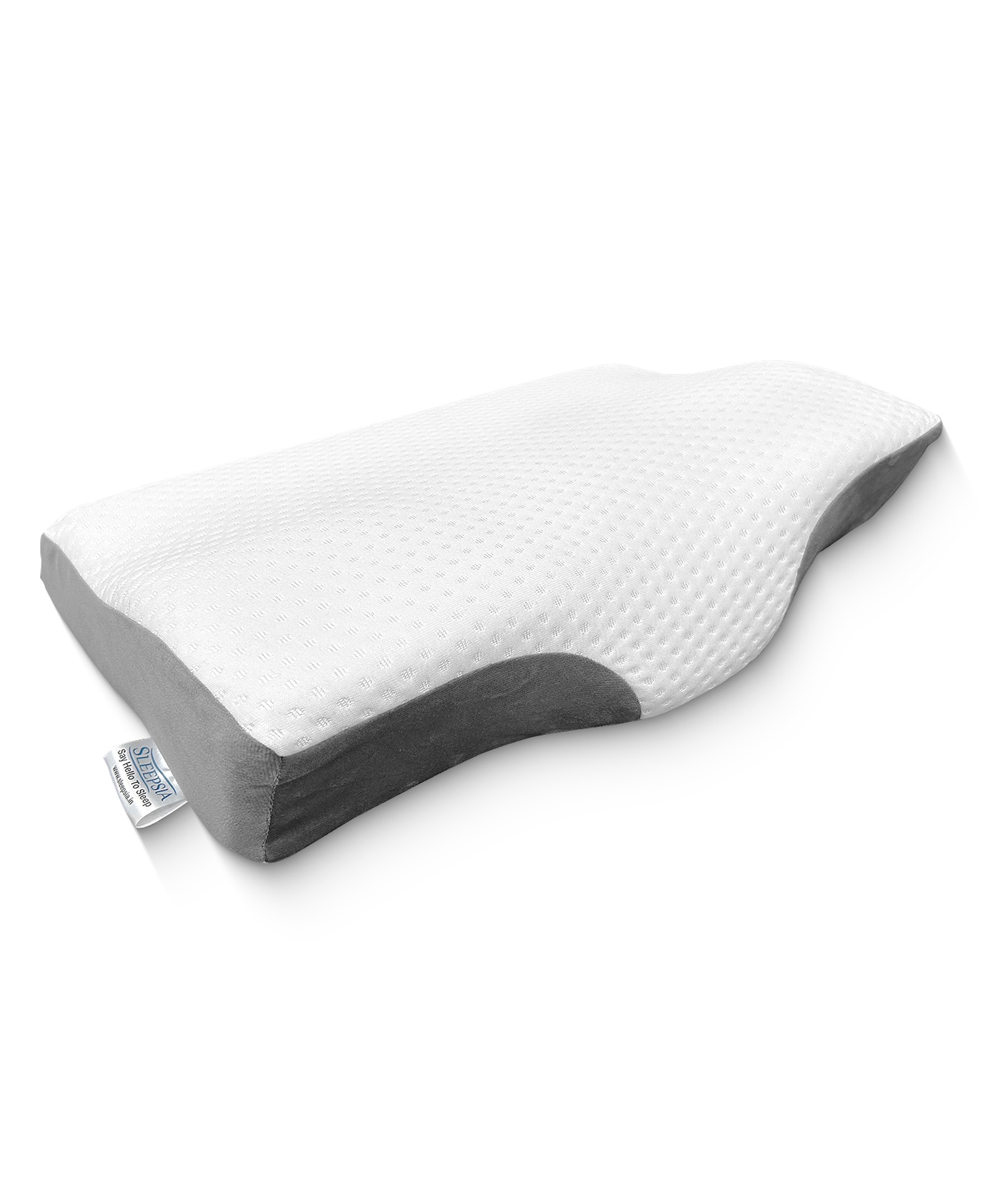 Sleepsia Memory Foam Cervical Pillow for Neck & Shoulder Support, Orthopedic Contour Pillow, Cervical Pillow for Neck Pain Relief, Pillow with Breathable Cover, Orthopedic Neck Pillow (Grey/White)-image-2