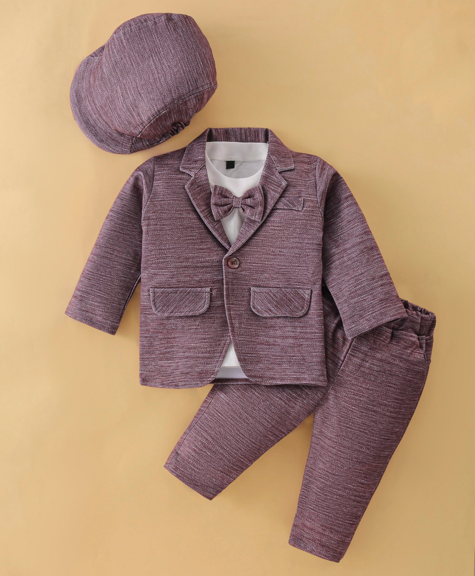 Robo Fry Full Sleeves   Blazer with T-Shirt &  Trouser Set with Cap & Bow  - Pink-image-21